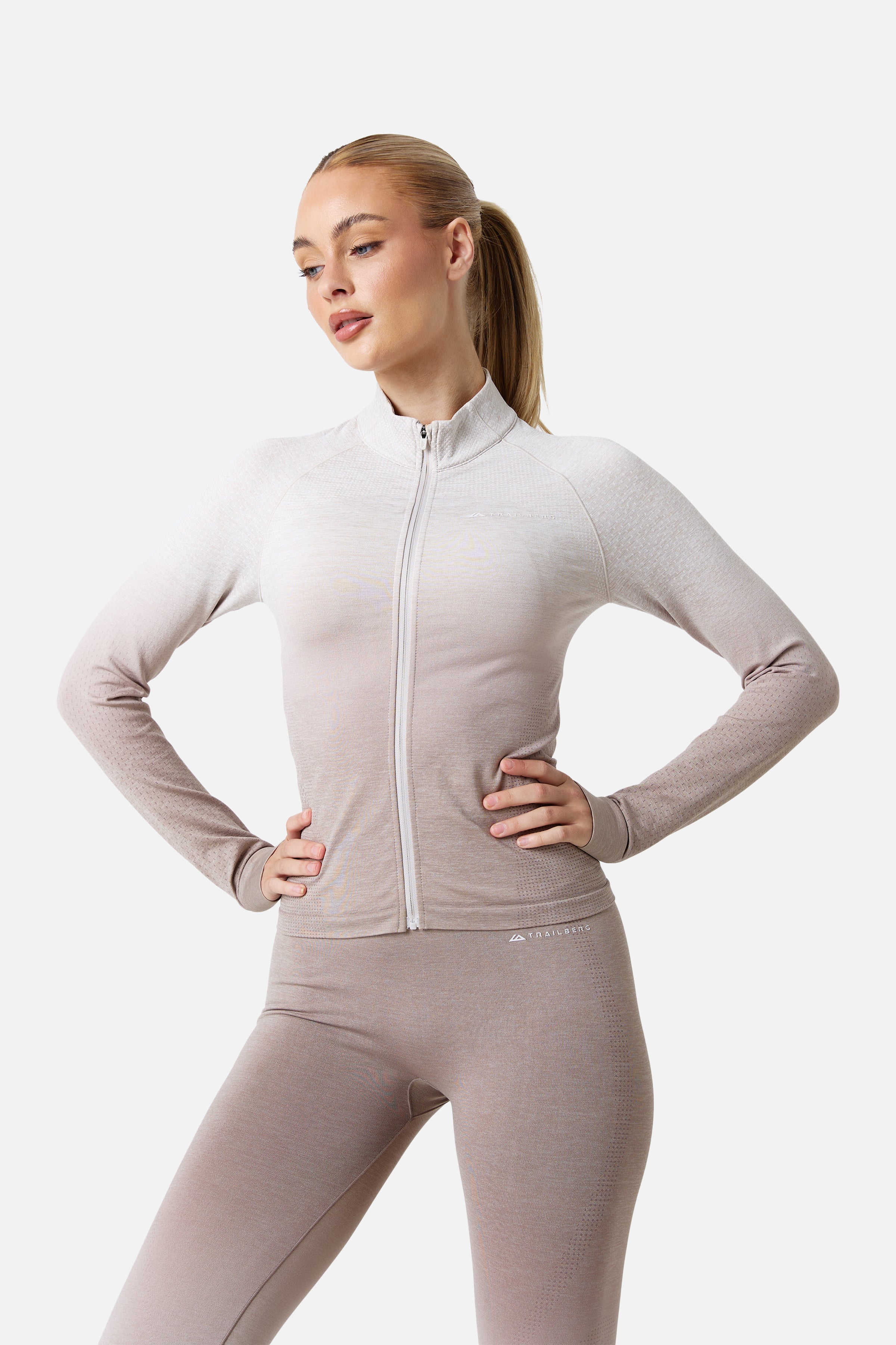 Womens Evocurve Seamless Jacket Set - Pebblestone/Pale Taupe