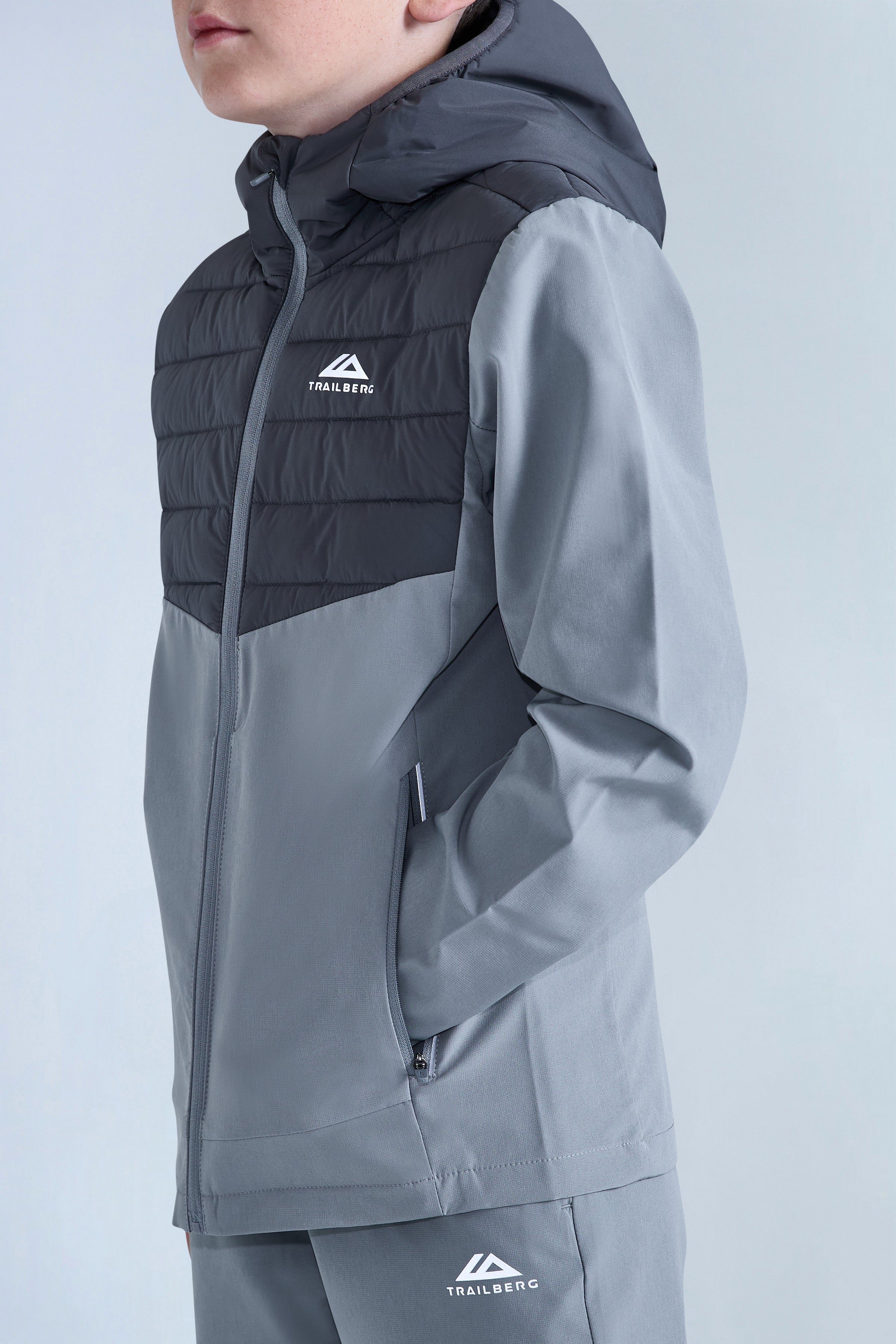 Boys Dune Hybrid Tracksuit - Moon Grey/Iron Grey