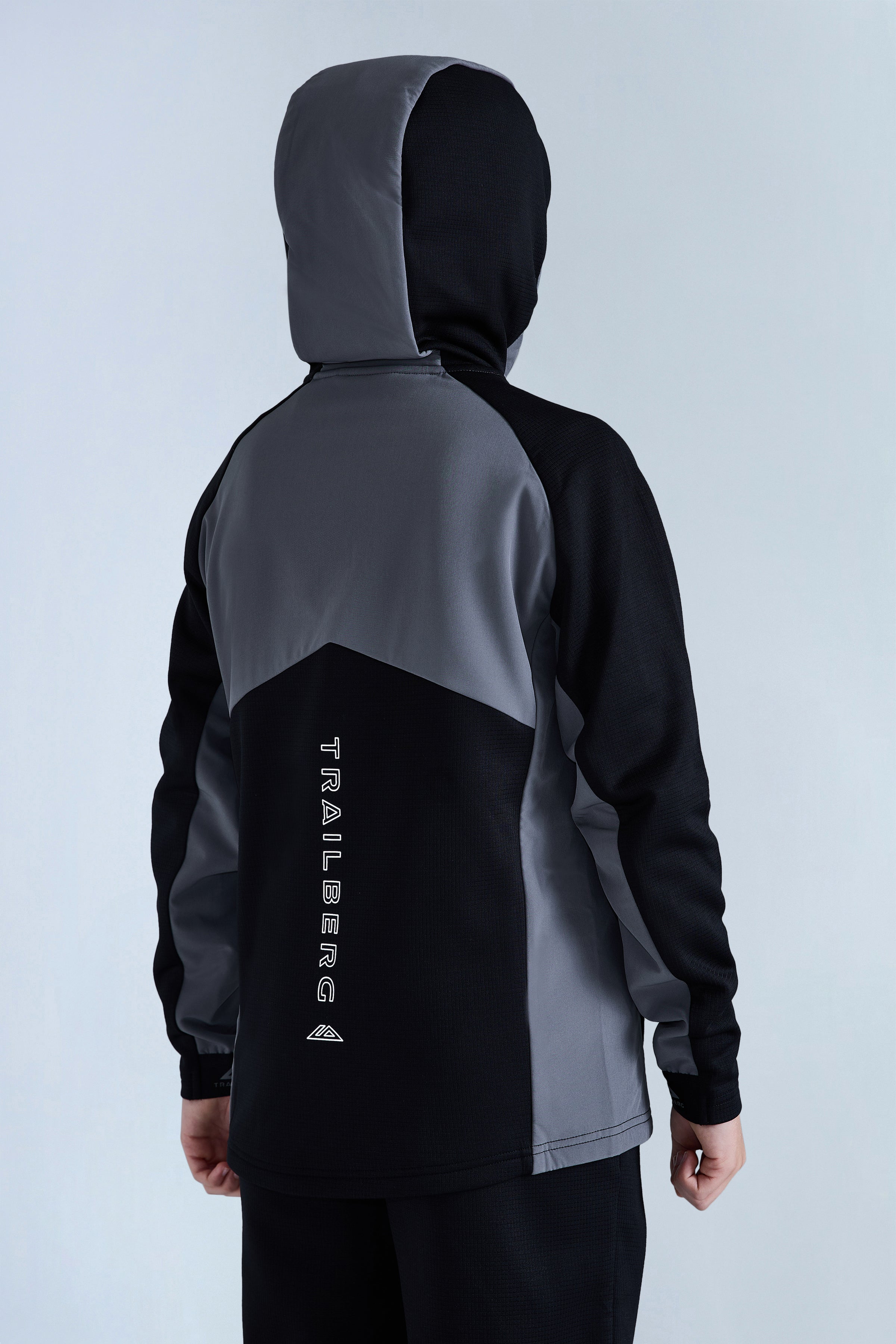 Boys Ice Gridded Fleece Tracksuit - Black/Urban Smoke