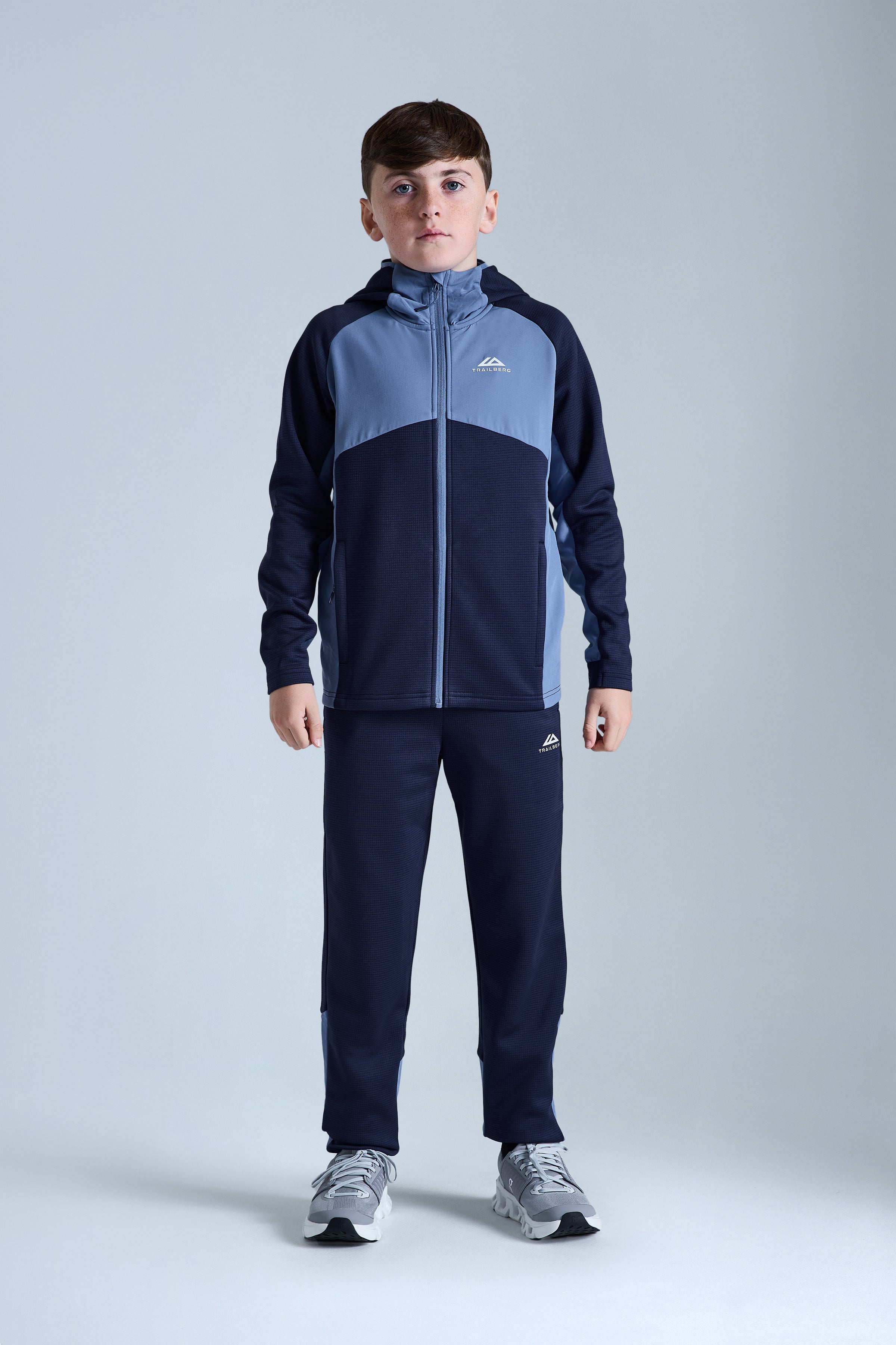 Boys Ice Gridded Fleece Pant - Navy Blue/Blue Essence