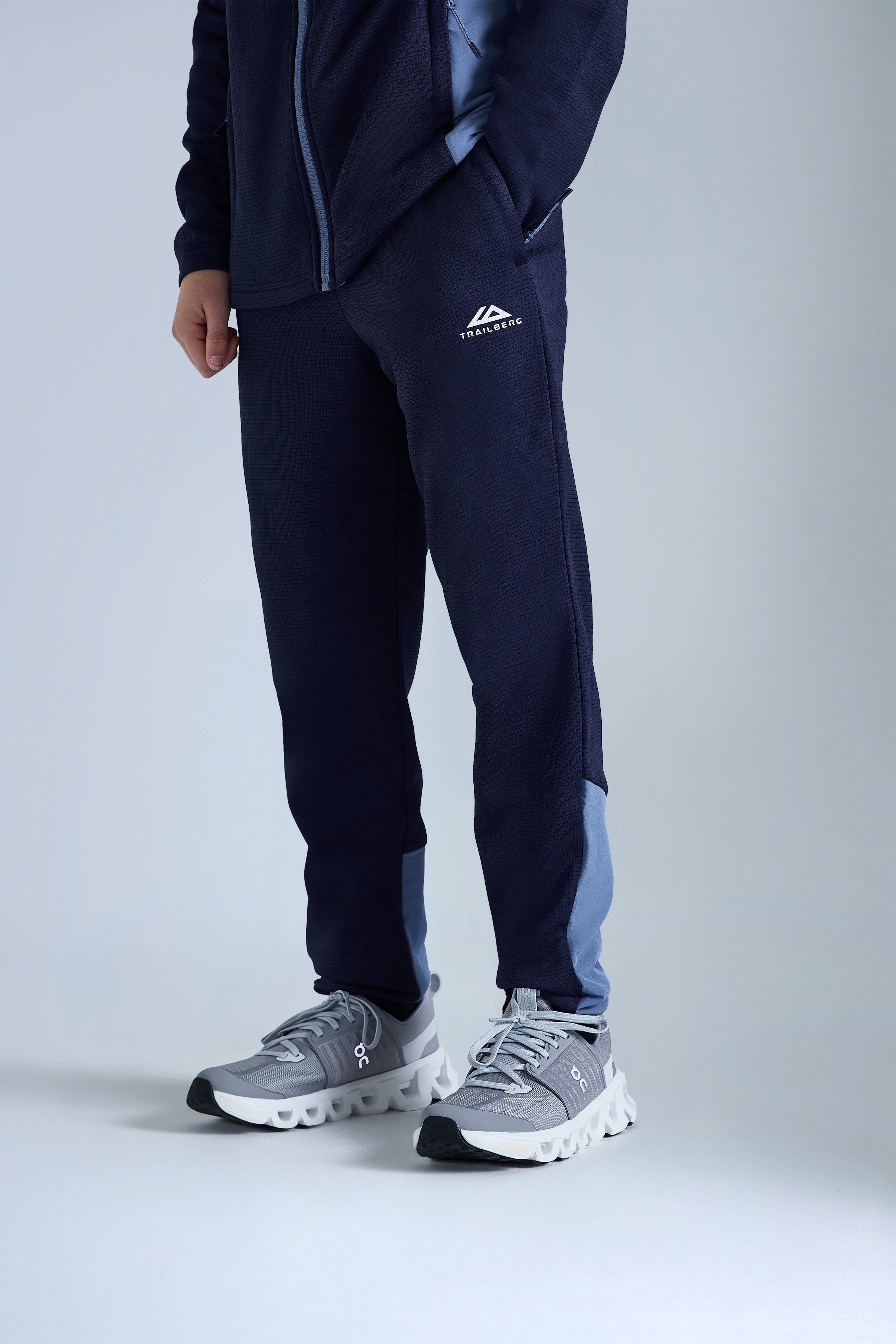 Boys Ice Gridded Fleece Pant - Navy Blue/Blue Essence