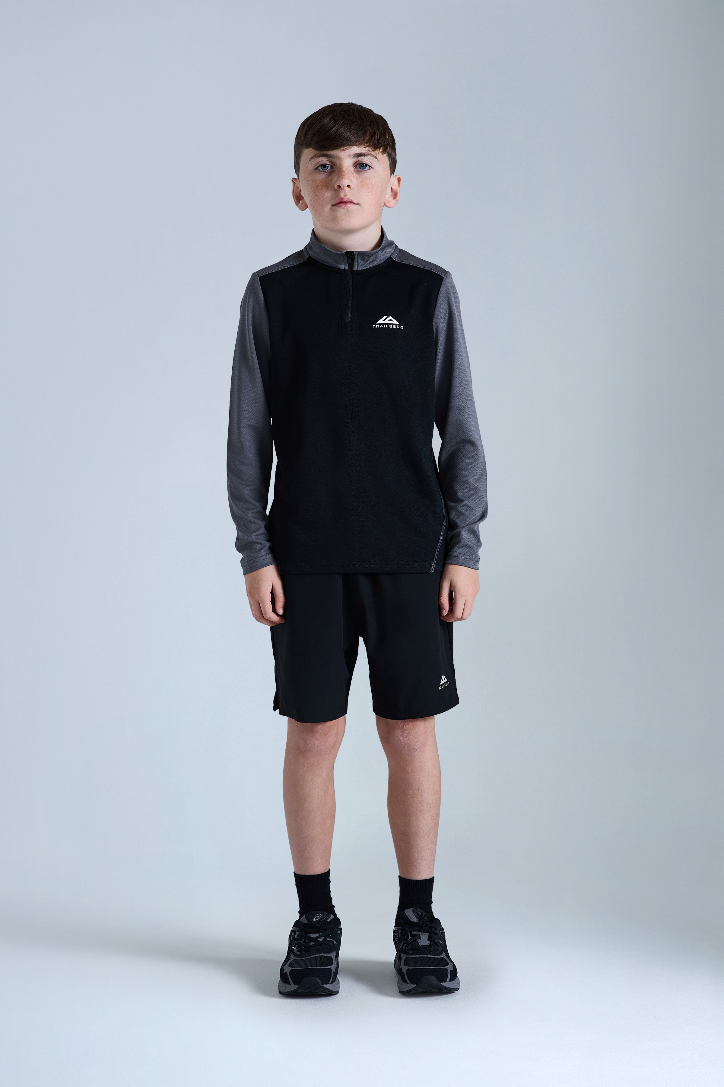 Boys Essentials Quarter Zip Twinset - Black/Urban Smoke