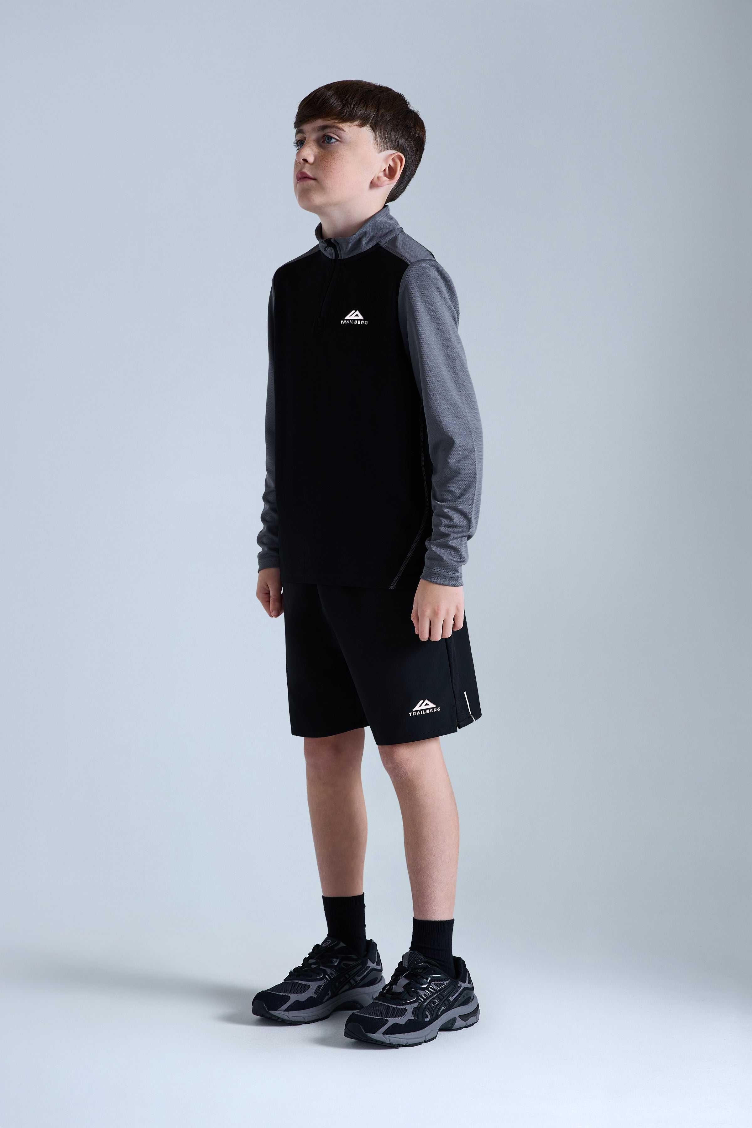 Boys Essentials Quarter Zip Twinset - Black/Urban Smoke
