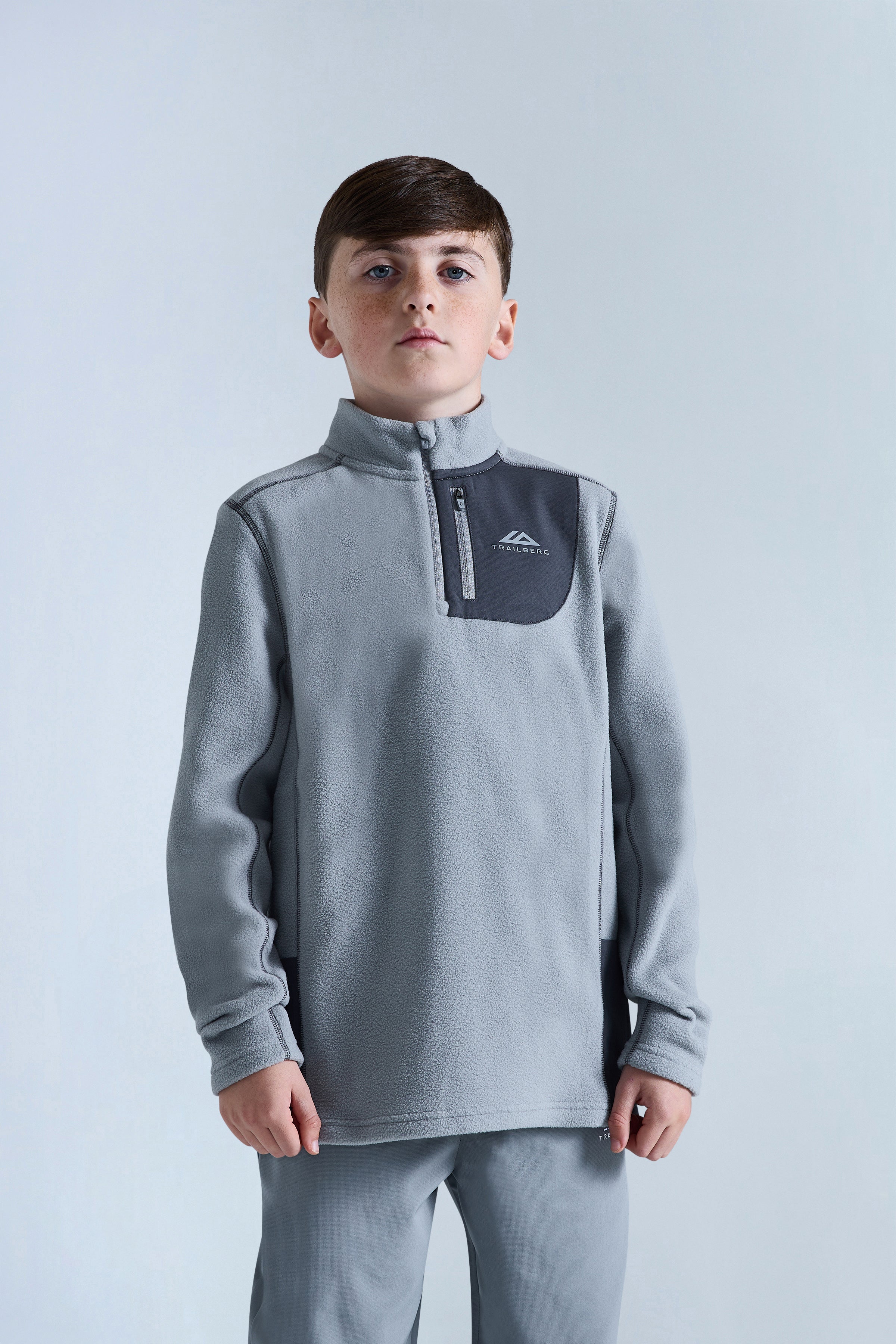 Boys Astra Microfleece 1/4 Zip - Moon Grey/Iron Grey
