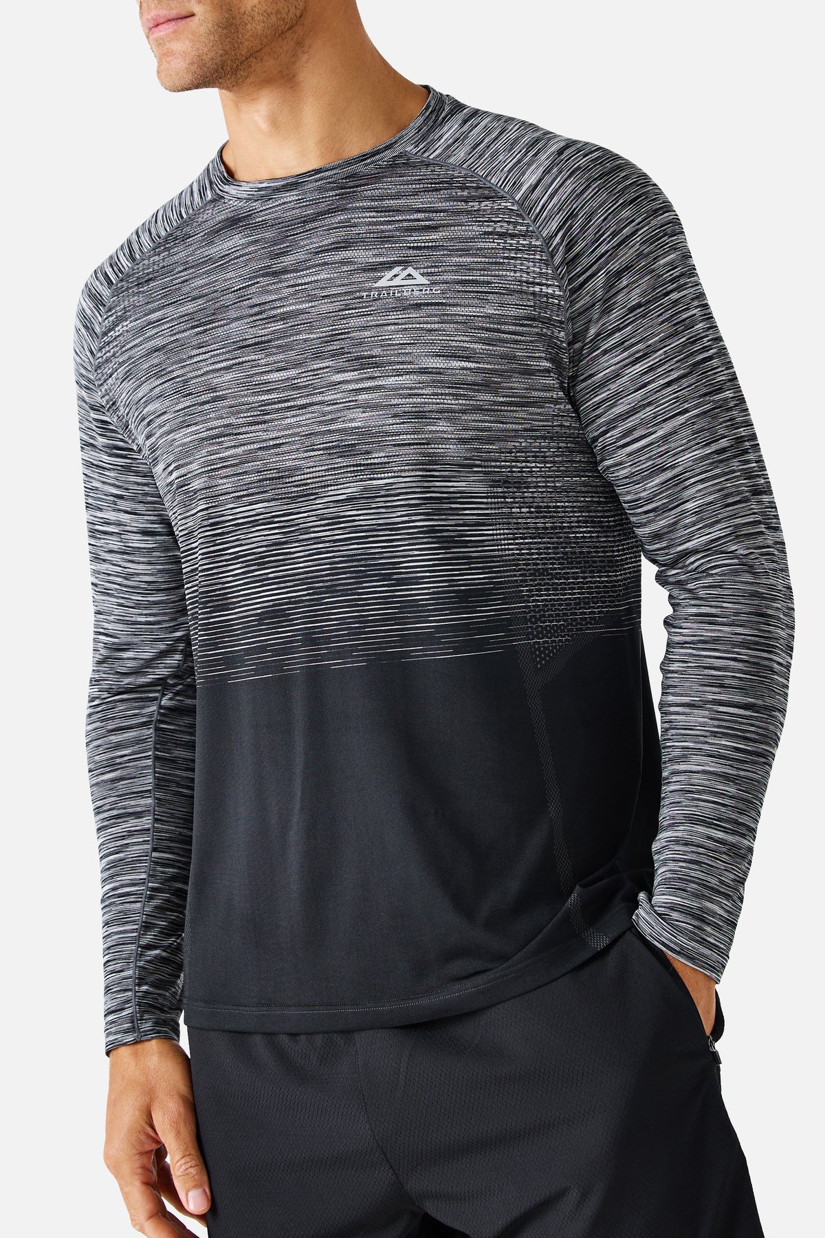 Arc Seamless Long Sleeve Tee - Black/ Moon Grey/ White