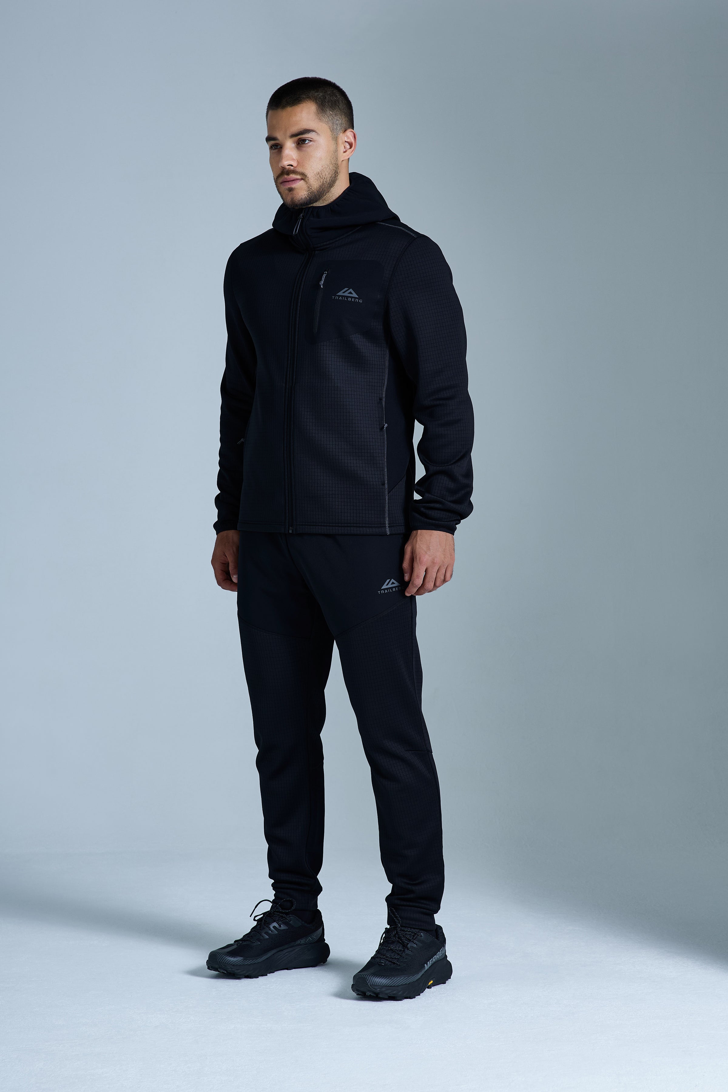 District Gridded Fleece Jogger - Black/Volcano Grey