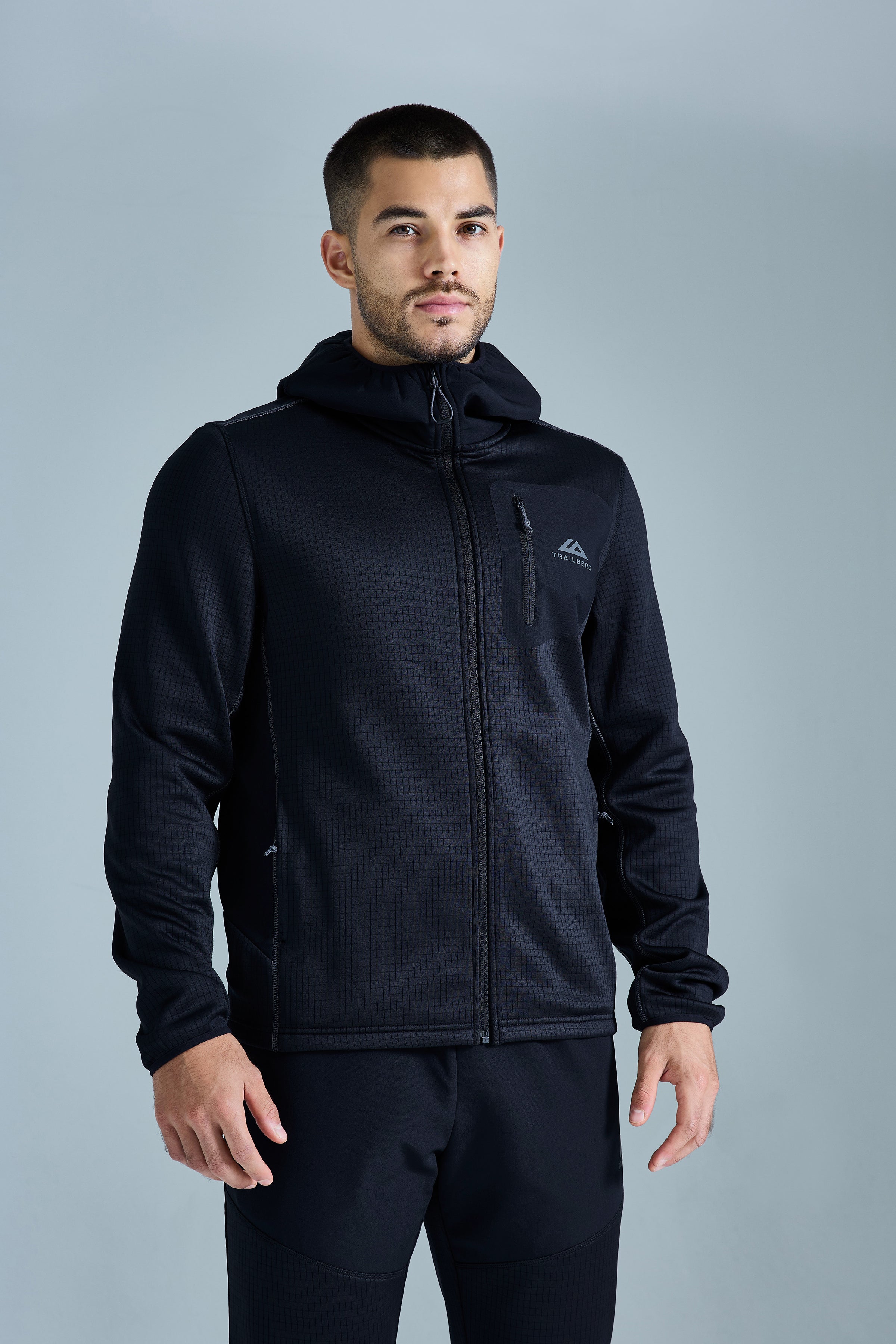 District Gridded Fleece Tracksuit - Black/Volcano Grey