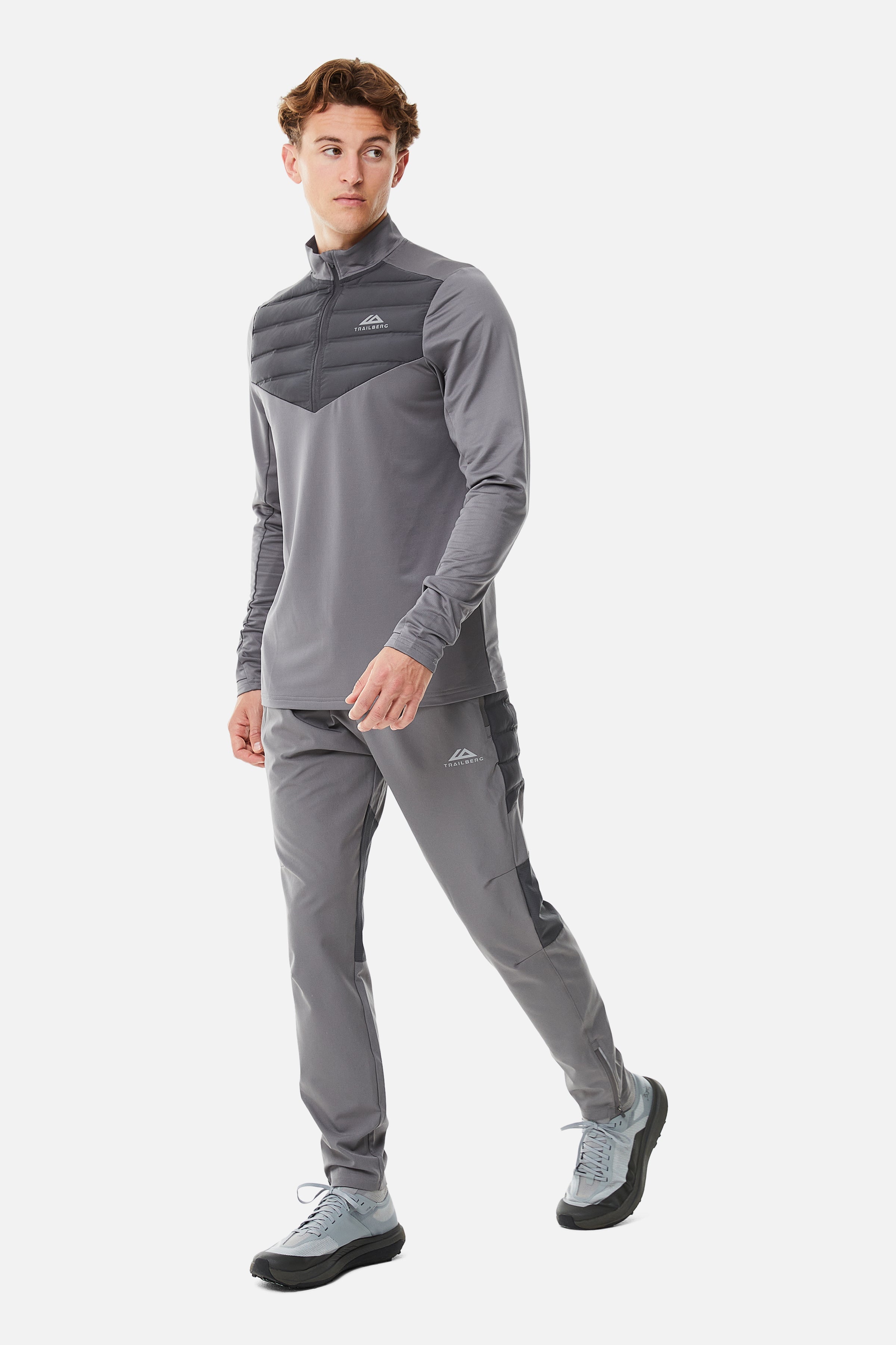 Rhine Hybrid Quarter Zip Pant Set - Grey/Dark Grey