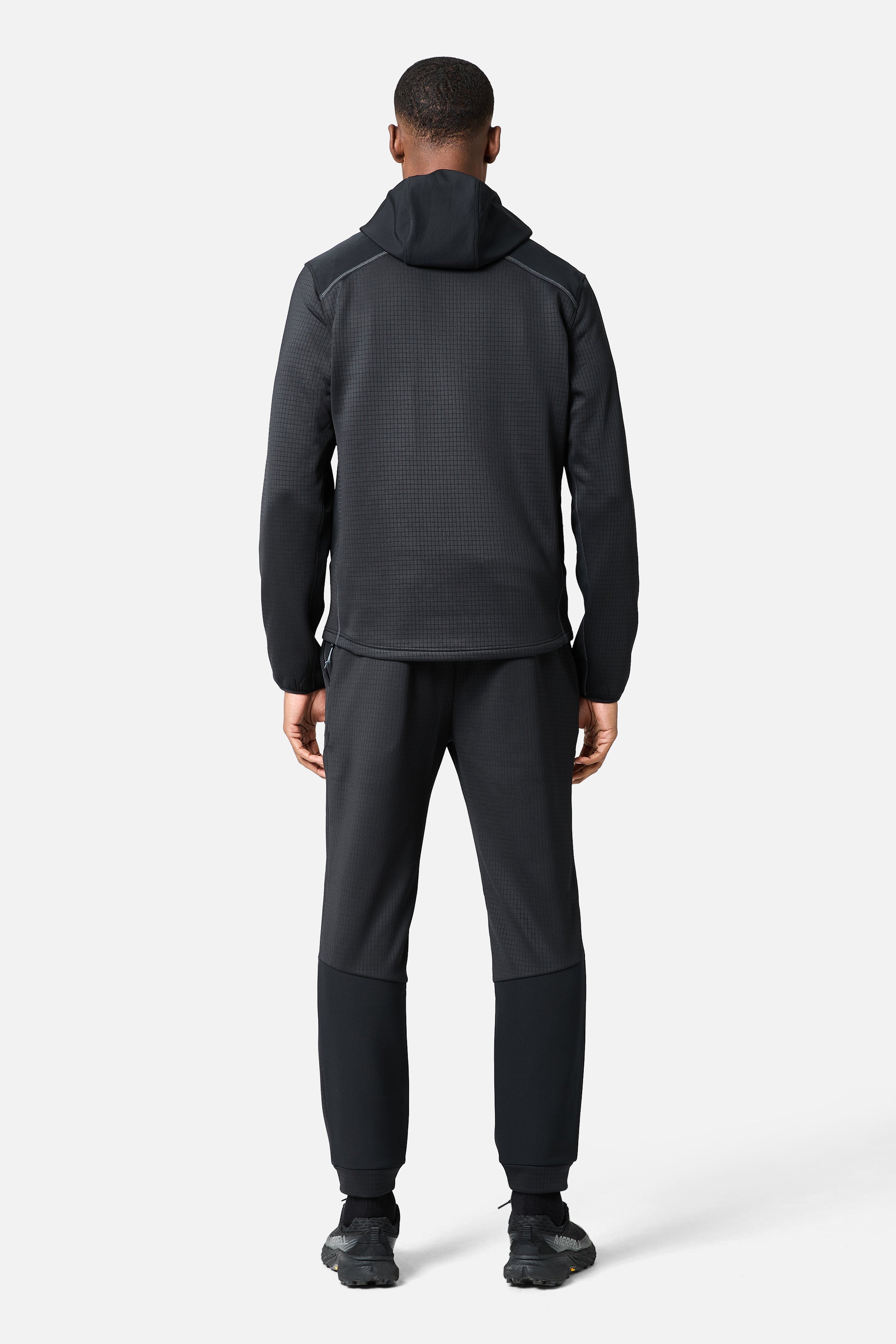 District Gridded Fleece Hood - Black/Volcano Grey