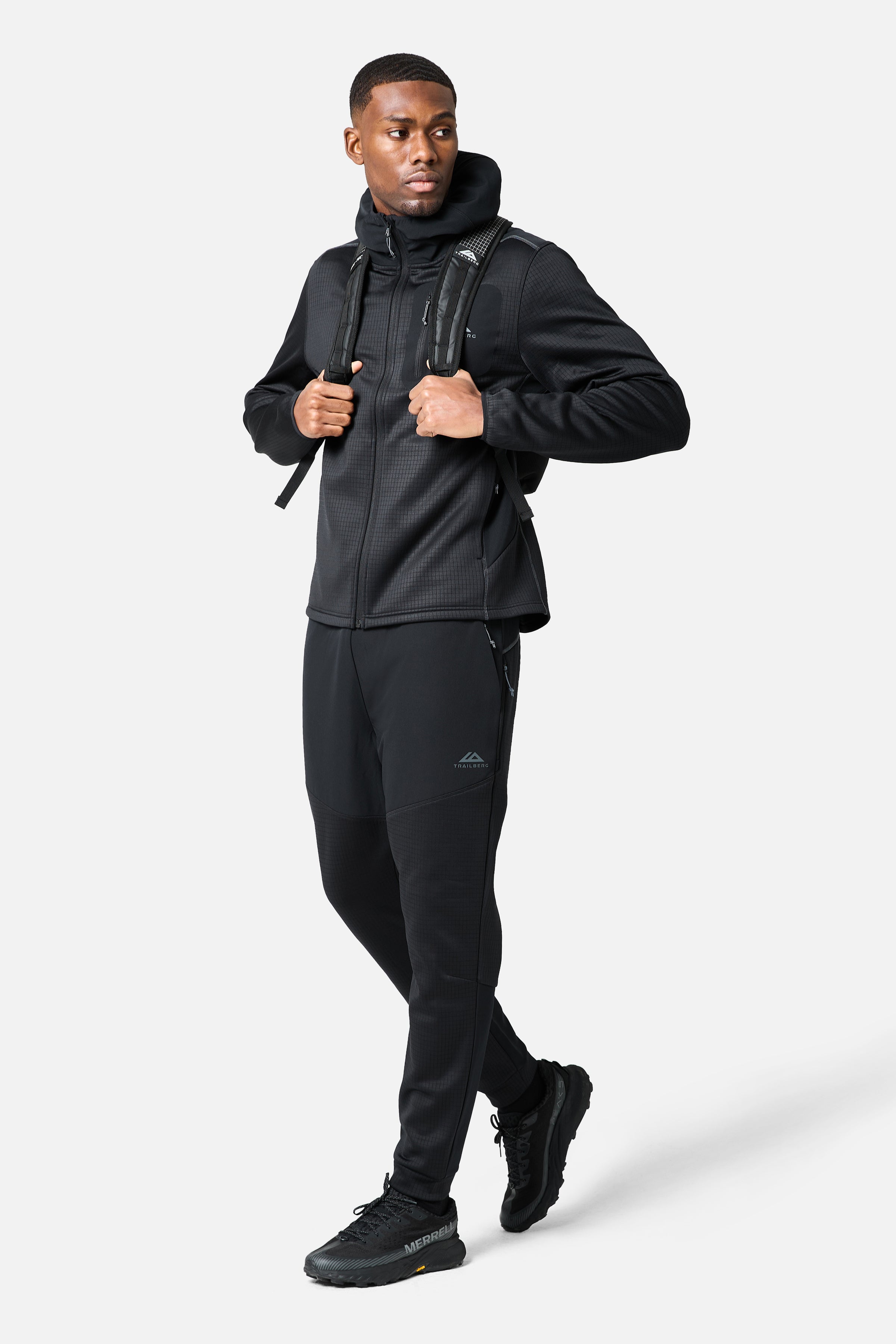 District Gridded Fleece Tracksuit - Black/Volcano Grey