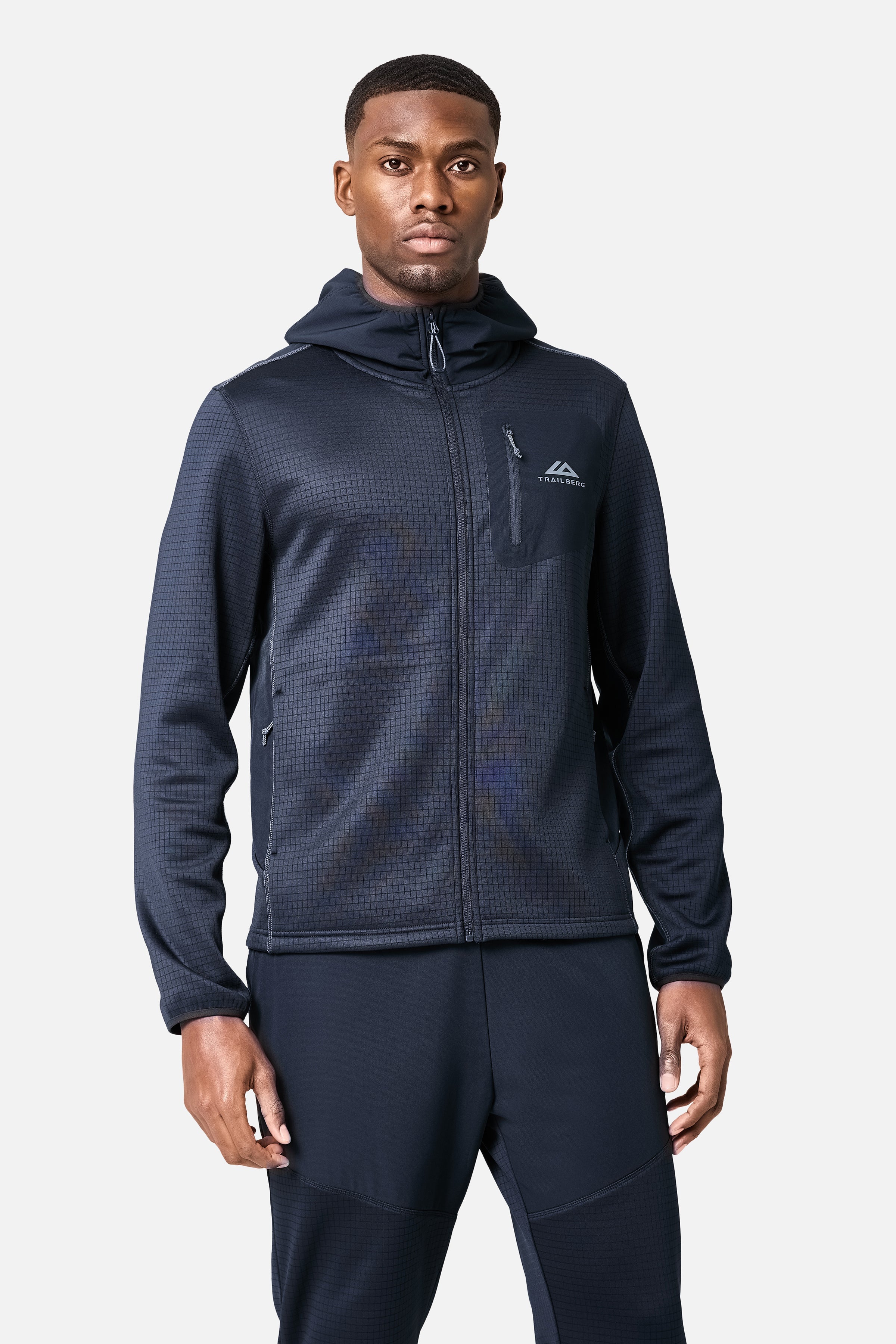 District Gridded Fleece Tracksuit - Deep Ocean/Storm Grey