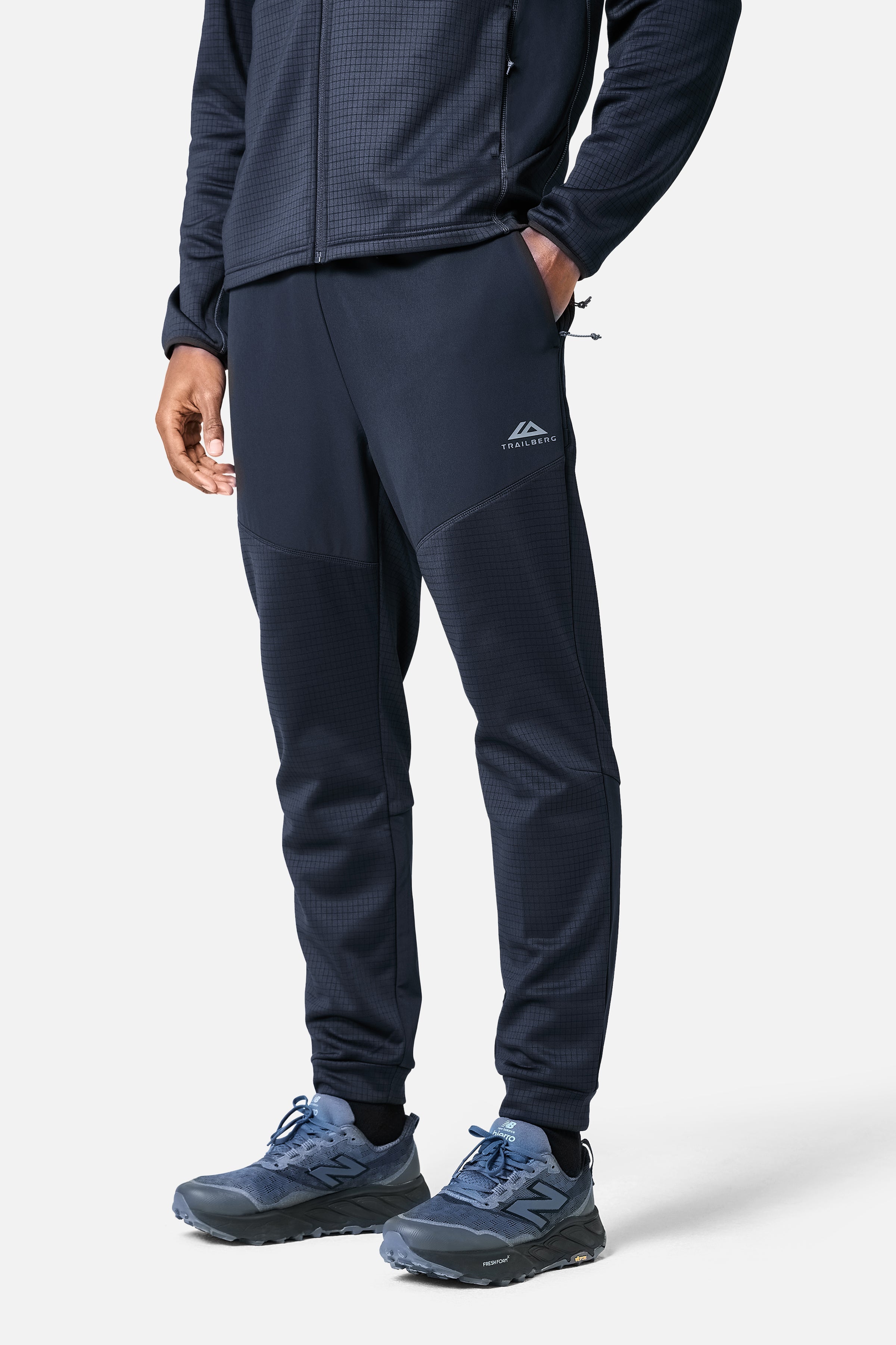 District Gridded Fleece Tracksuit - Deep Ocean/Storm Grey