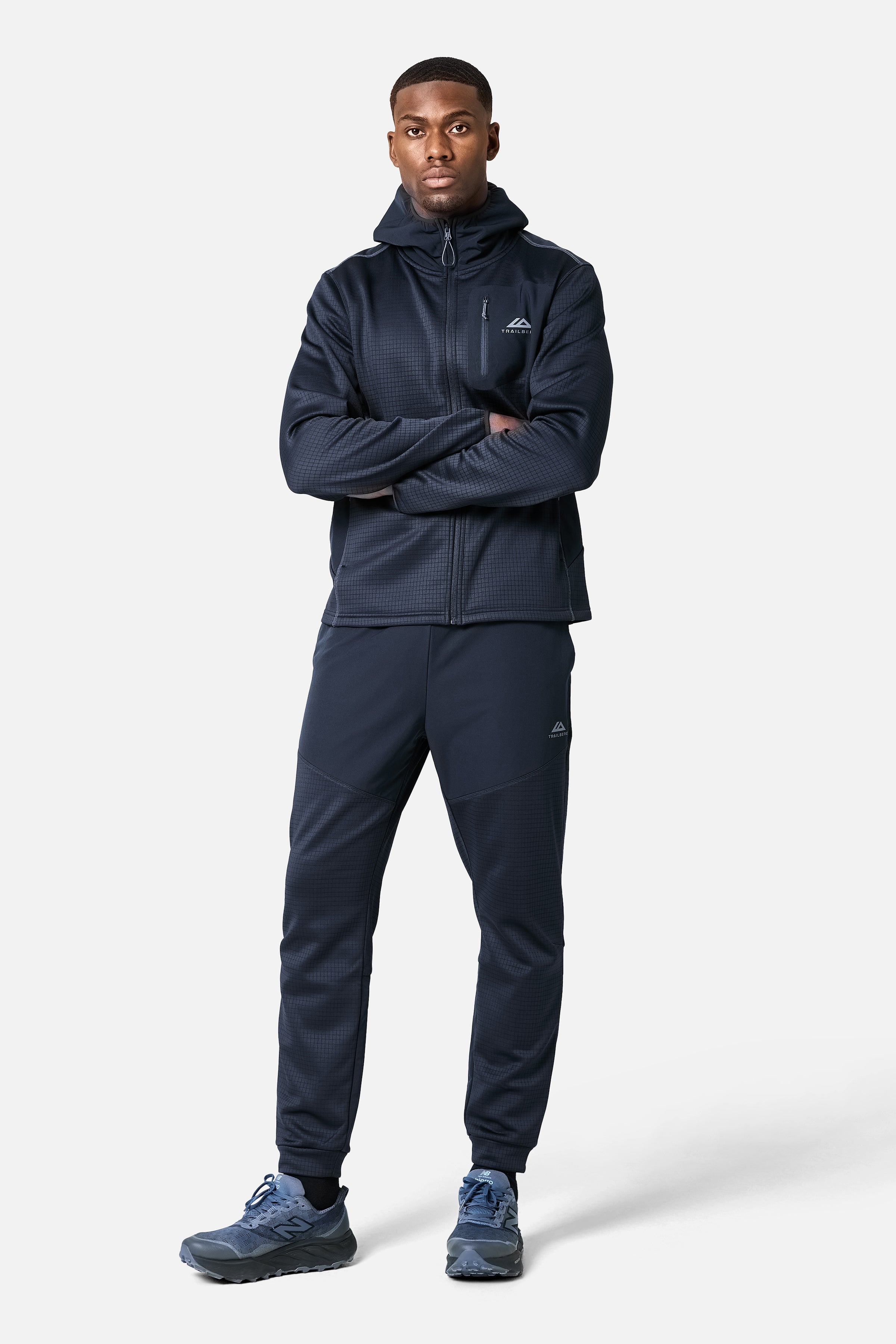 District Gridded Fleece Tracksuit - Deep Ocean/Storm Grey