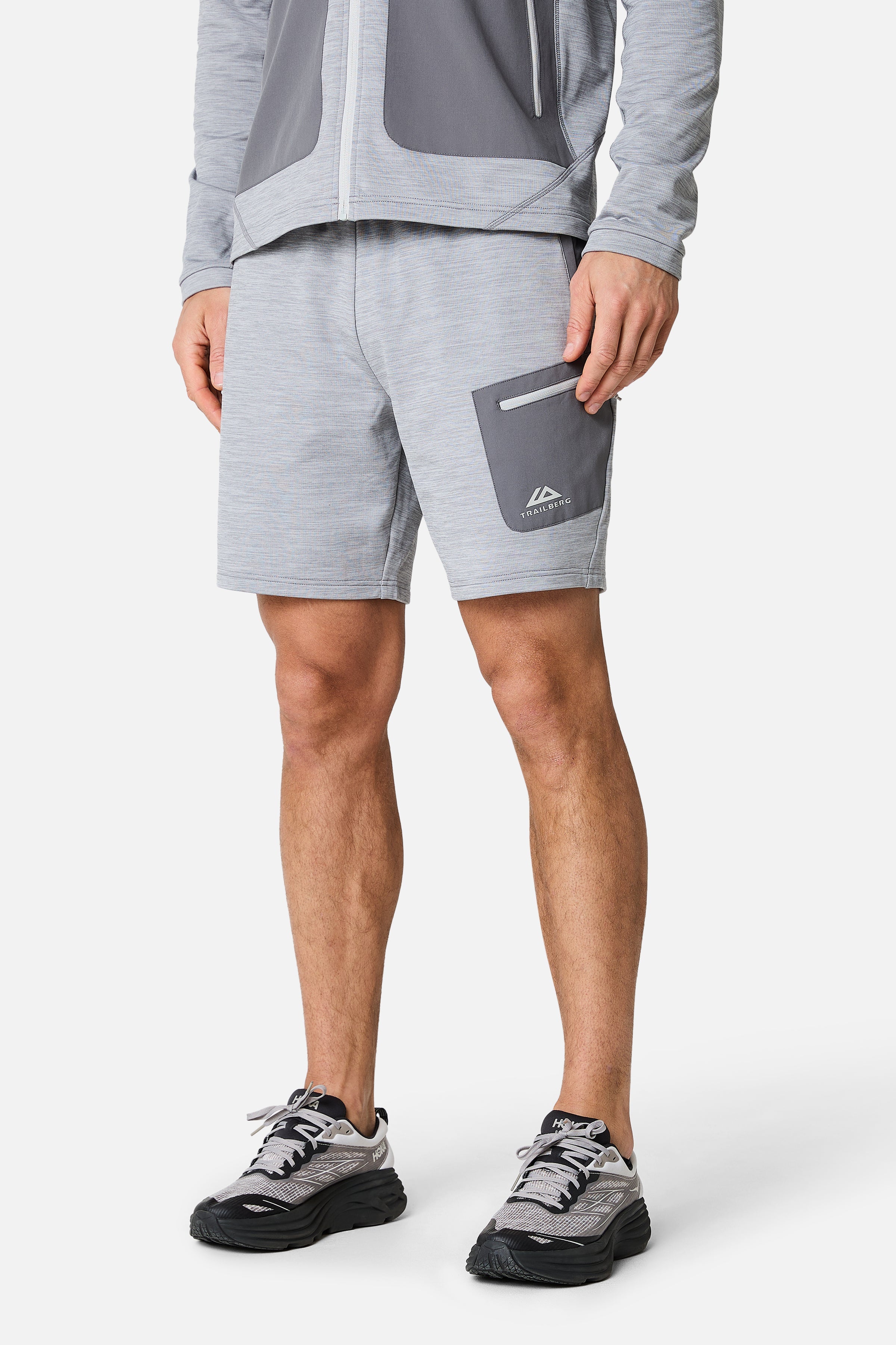 Vale Gridded Fleece Short - Lunar Grey/Nightfall Grey