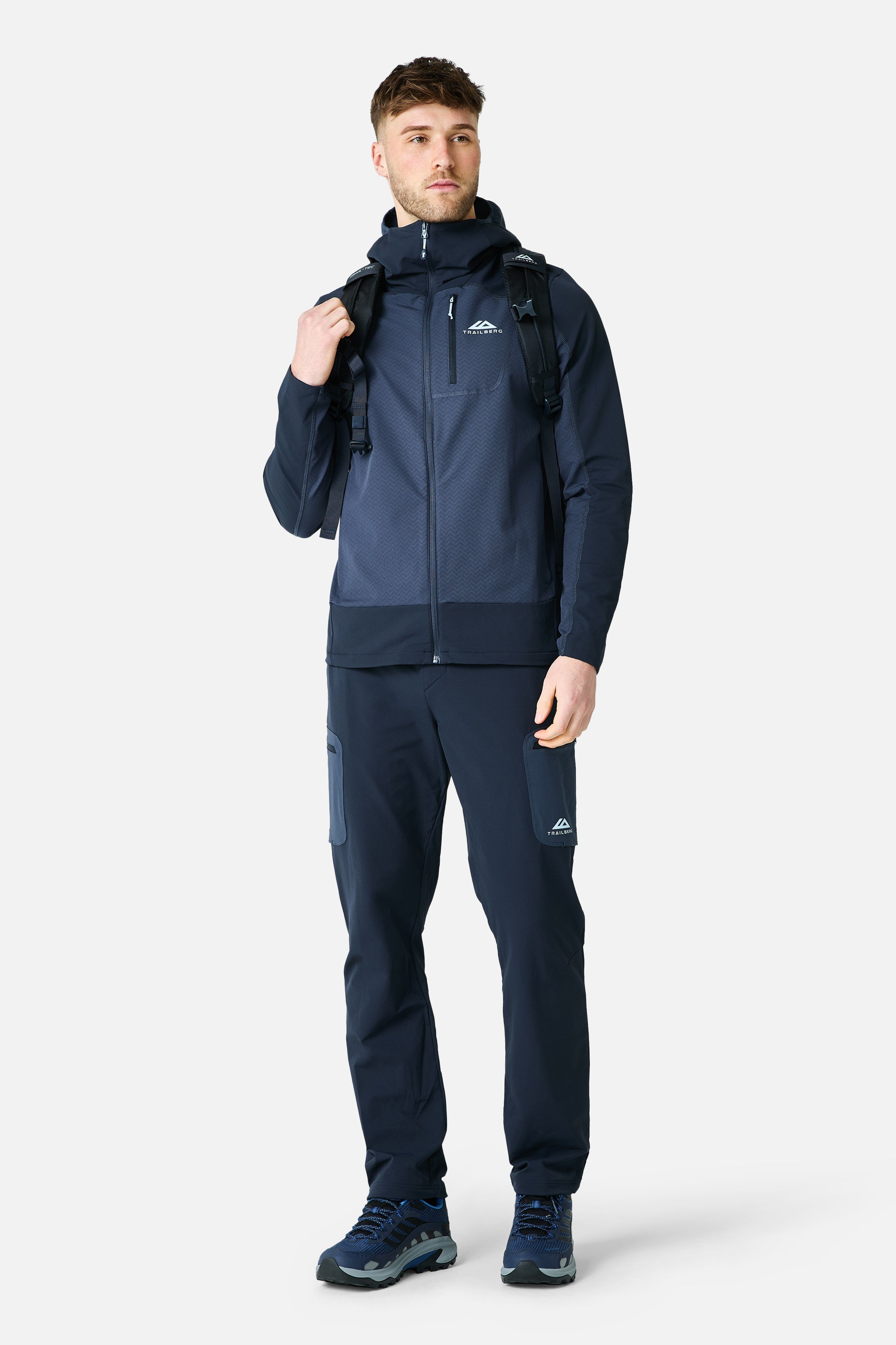 Caldera Grid Fleece Hood - Storm Blue/Deep Ocean