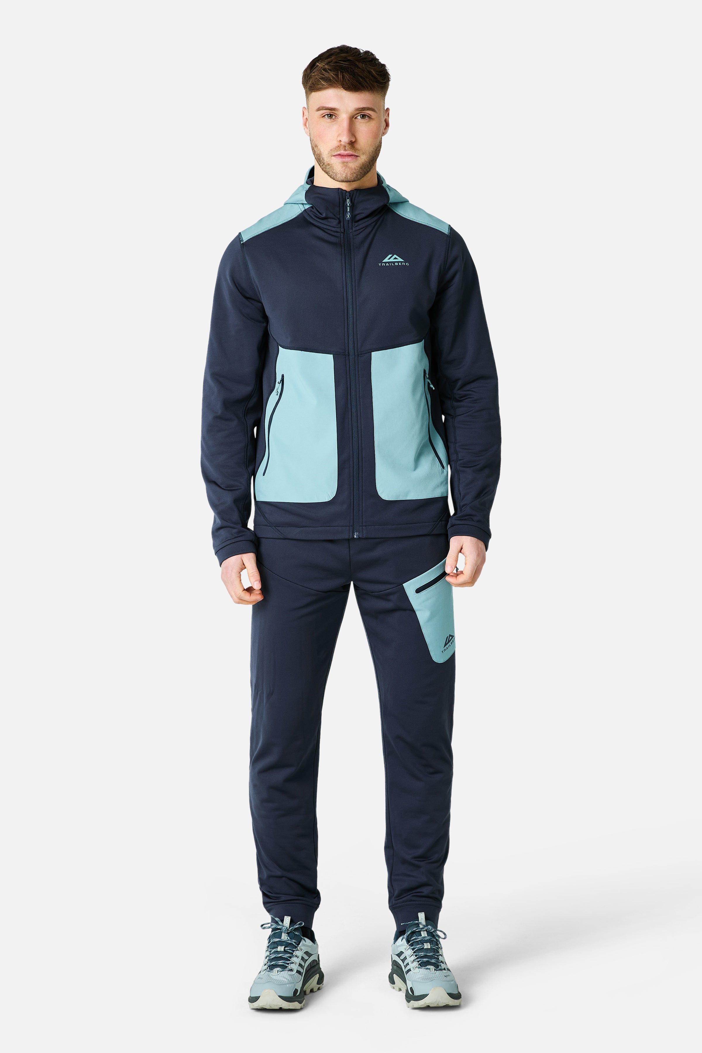 Vale Gridded Fleece Trainingsanzug - Sturmblau/Tiefseeblau