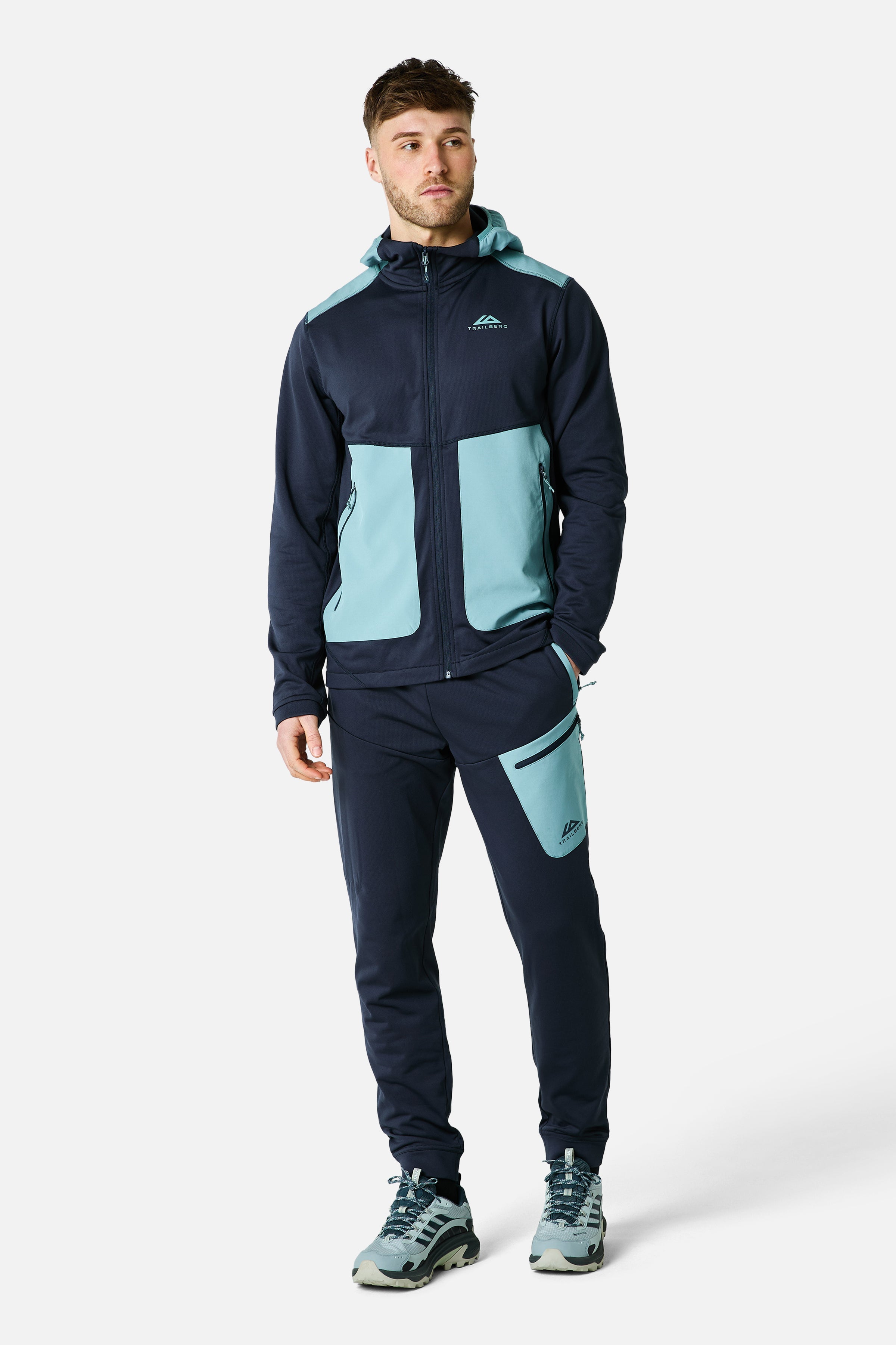 Vale Gridded Fleece-Hose – Sturmblau/Polarbrise