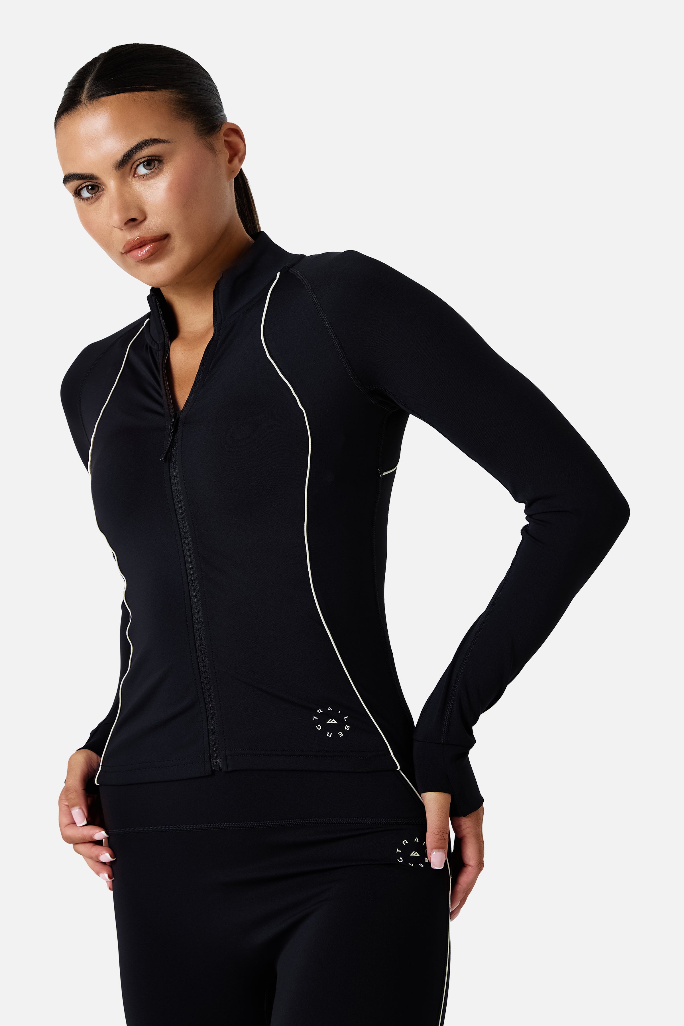 Womens Ignite Full Zip Track Jacket - Black/Candlelight White