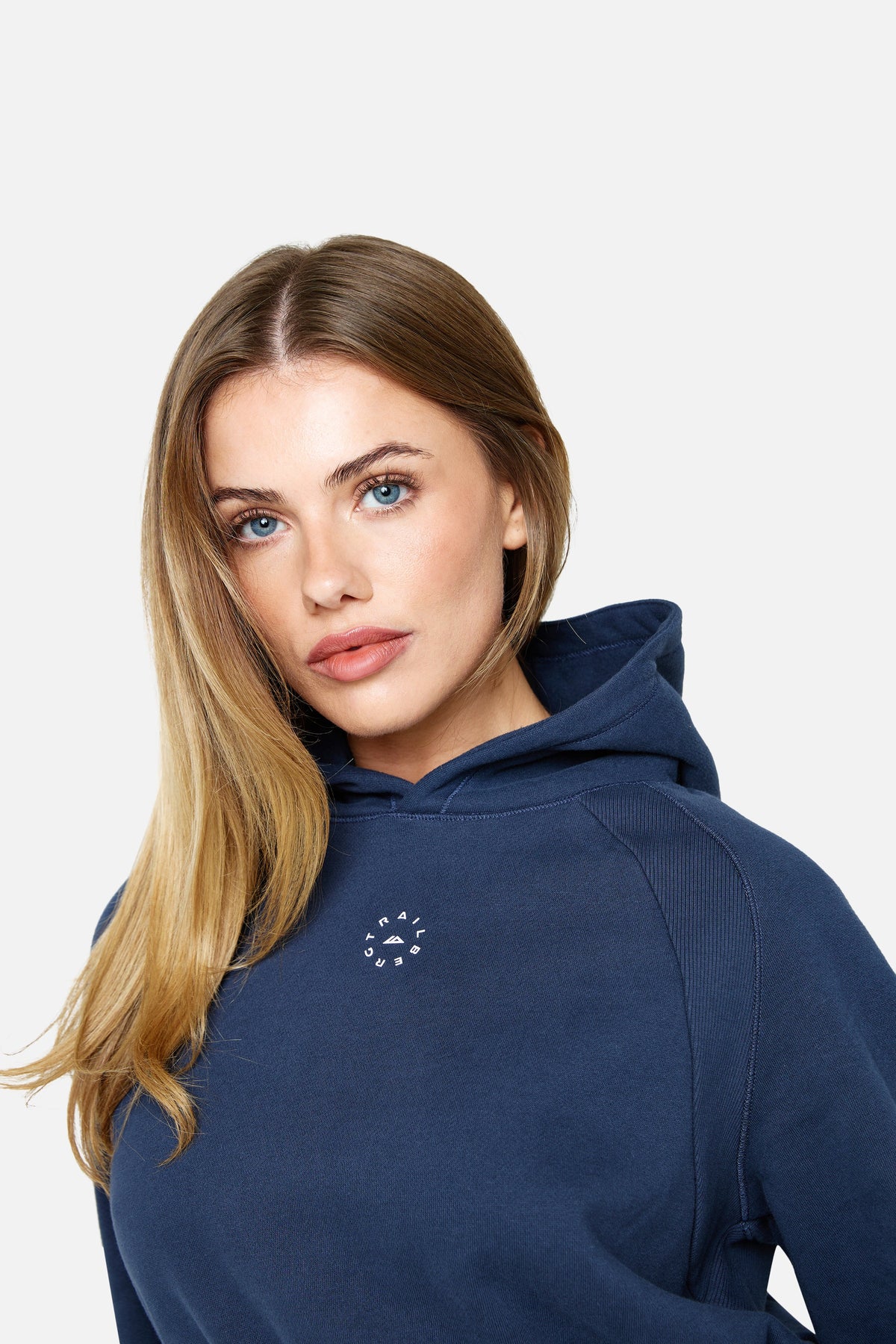 Womens Sculpt Fleece Cropped Hood - Storm Blue