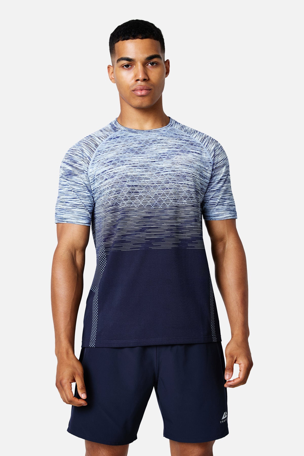 Stride Seamless Tee - Shadowcore/Steel Blue/Iceberg Blue/White