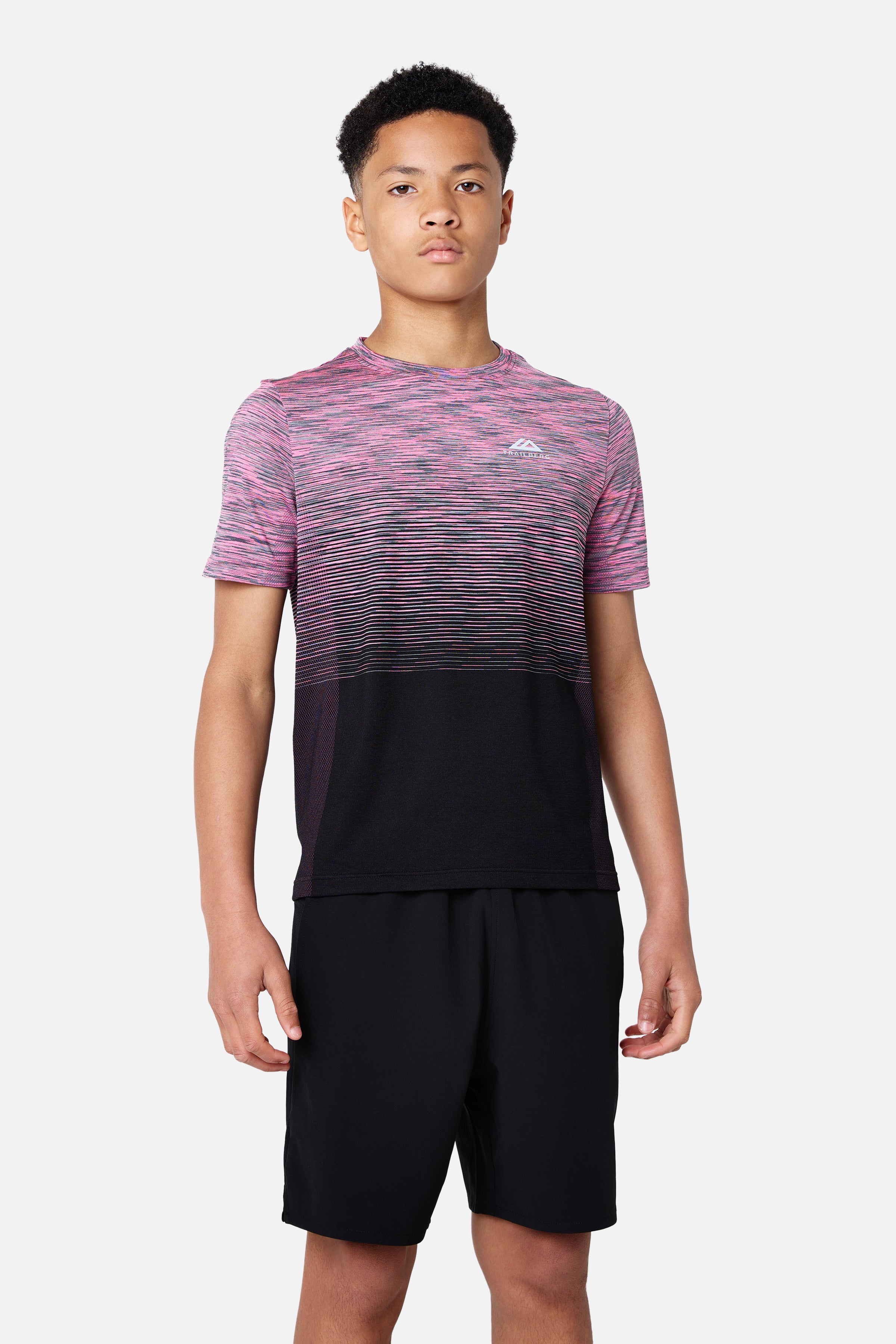 Boys Frequency Seamless Tee - Black/Storm Grey/Cloud Haze/Cosmic Pink