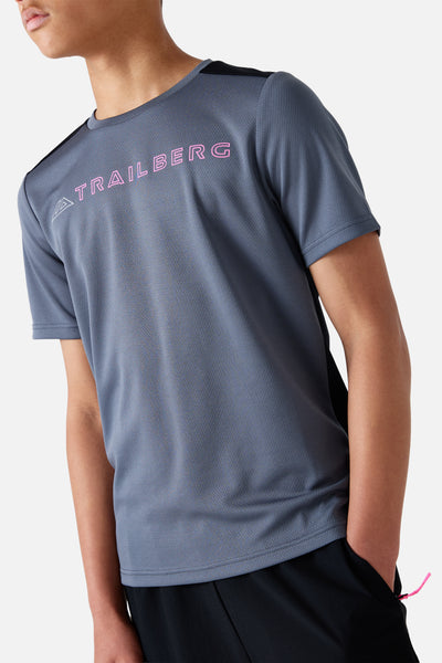 Boys Triathlon 4.0 Tee - Storm Grey/Black/Cosmic Pink