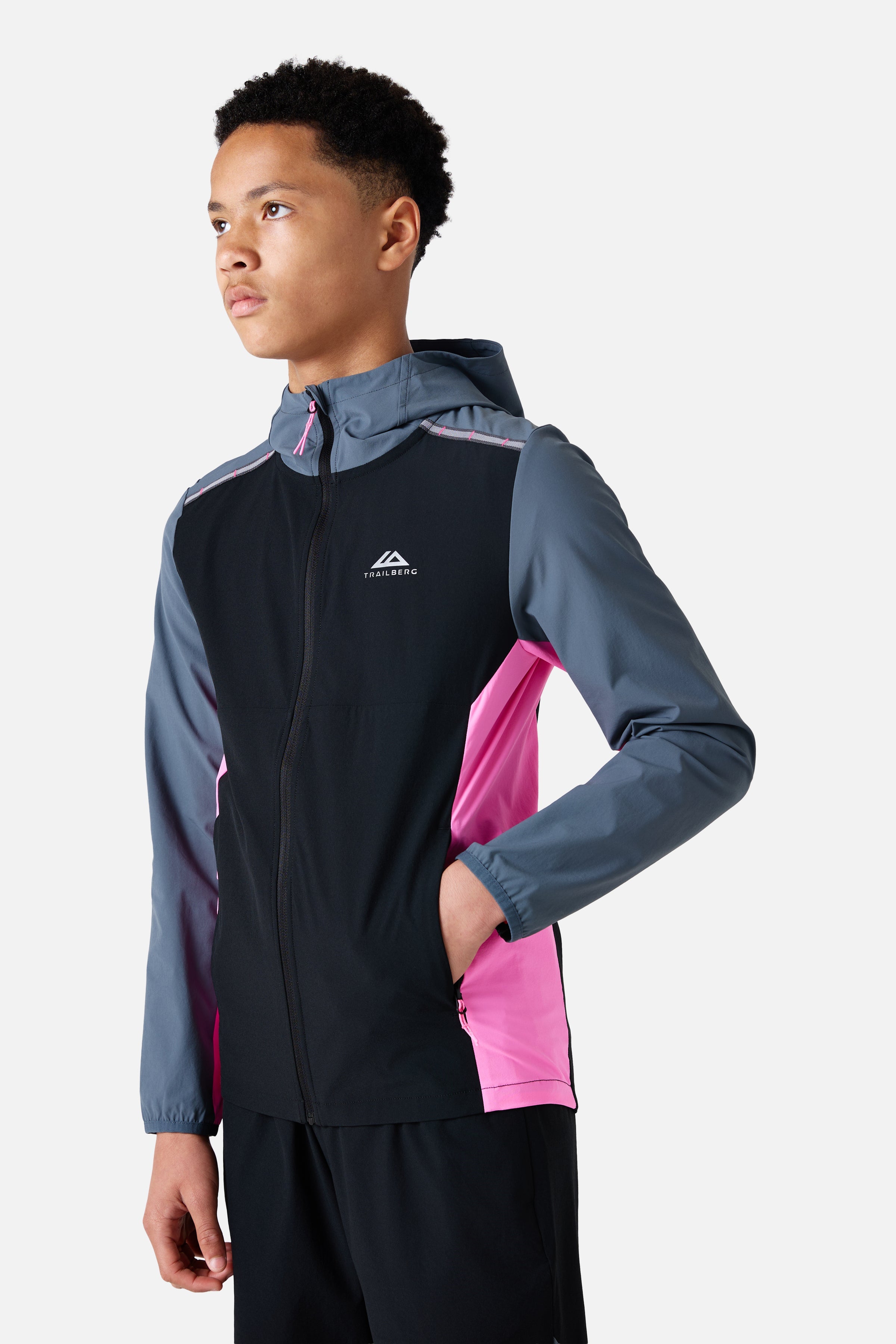 Boys Triathlon 4.0 Hood - Black/Storm Grey/Cosmic Pink