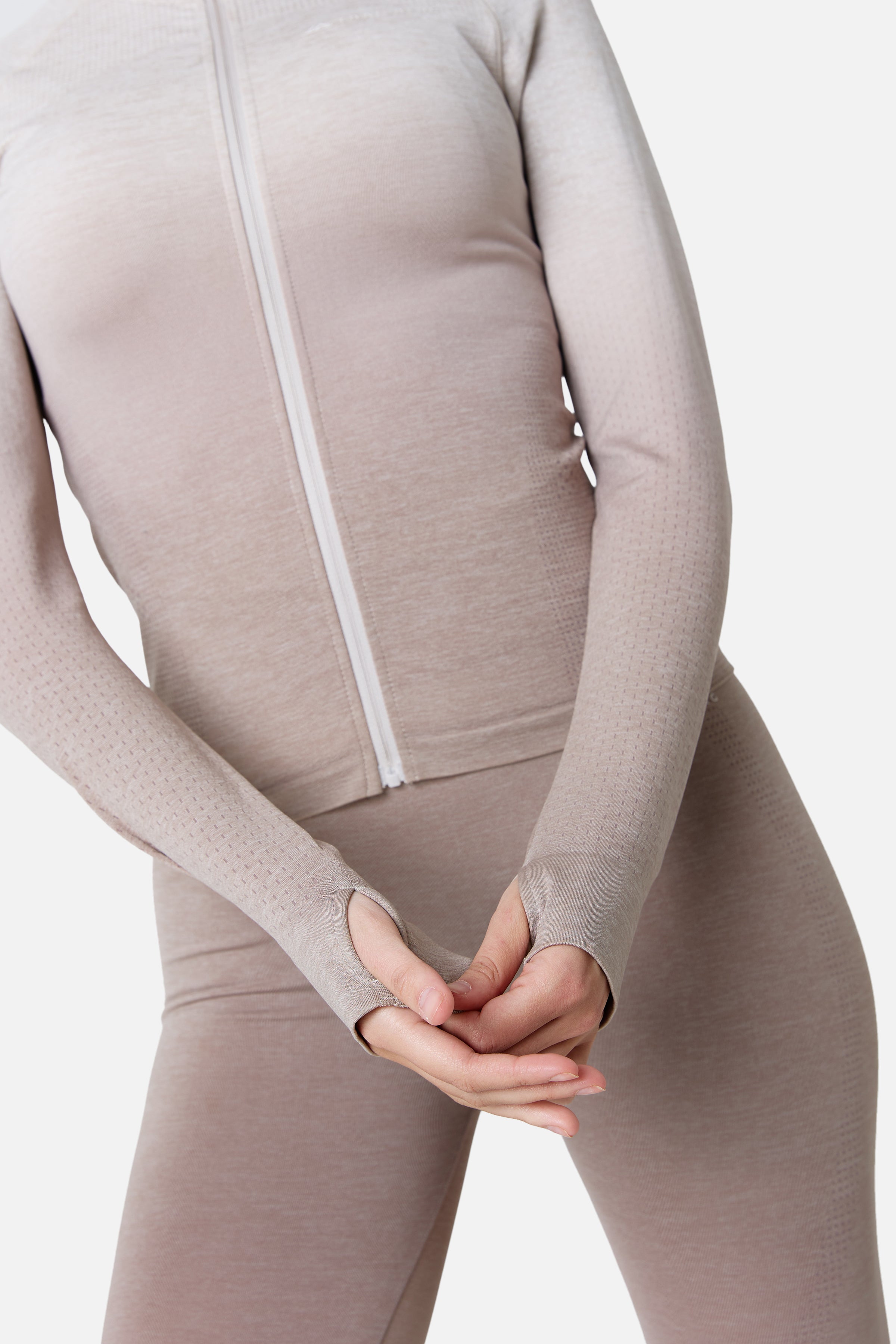 Womens Evocurve Seamless Track Jacket - Pebble Stone / Pale Taupe / Frosted Ridge