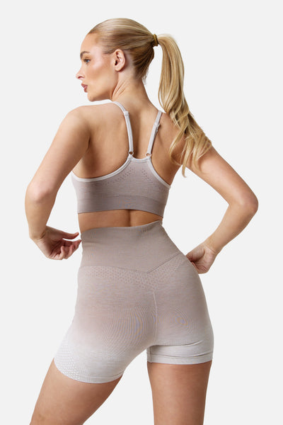 Womens Evocurve Seamless Bra and Short Set - Pebblestone/Pale Taupe