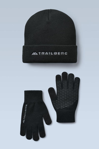 Terra Knitted Beanie/Glove Set - Black
