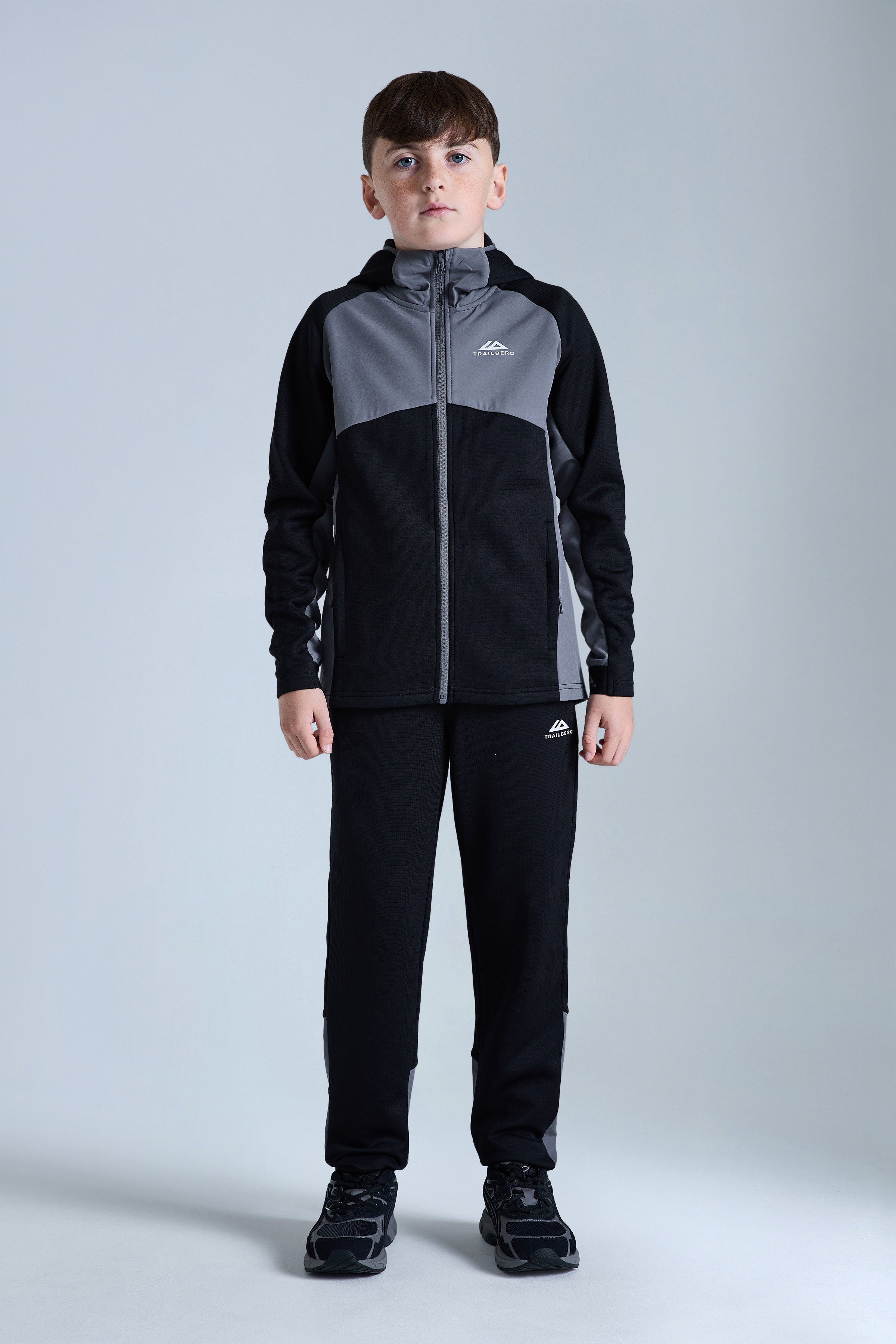 Boys Ice Gridded Fleece Pant - Black/Urban Smoke