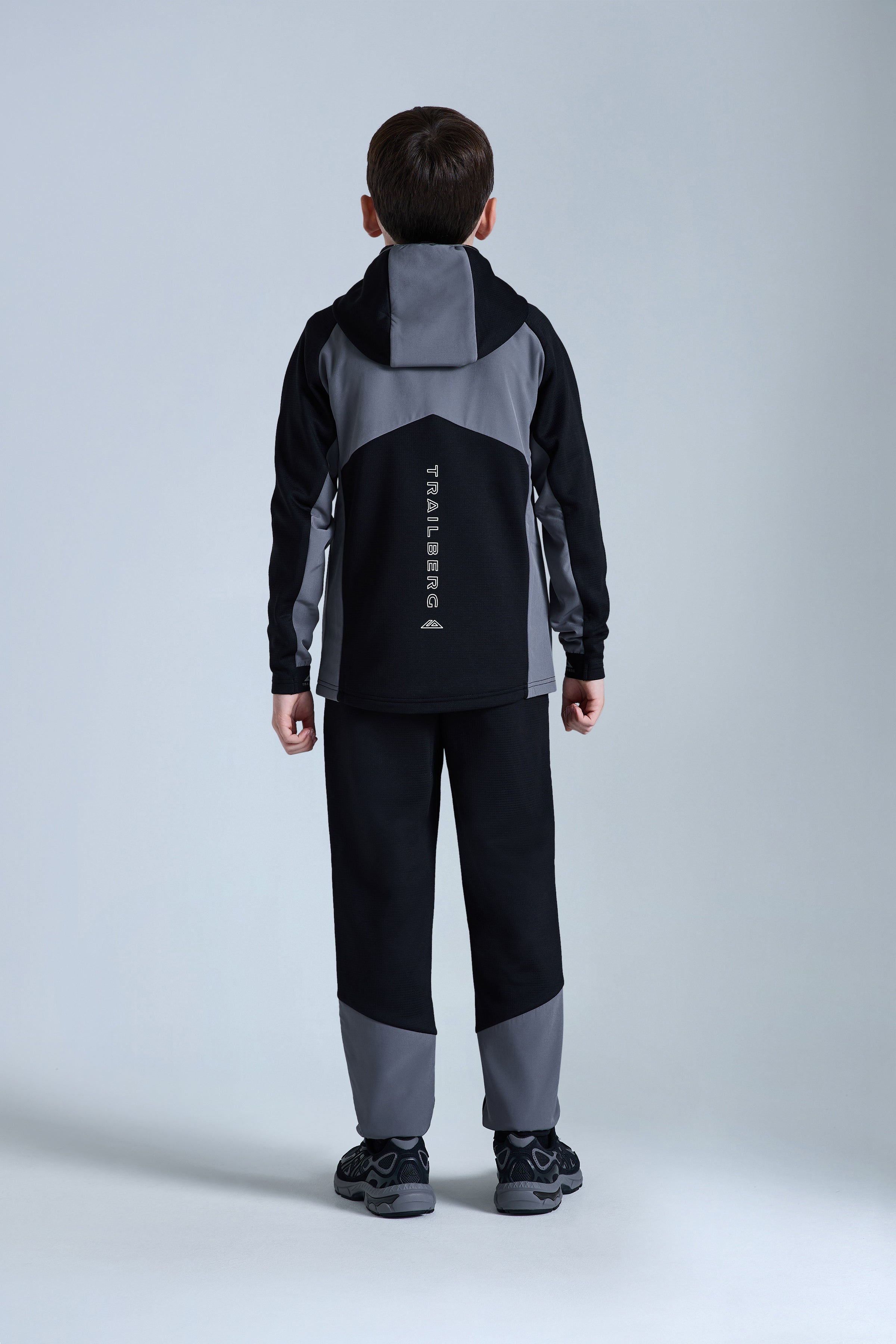 Boys Ice Gridded Fleece Tracksuit - Black/Urban Smoke