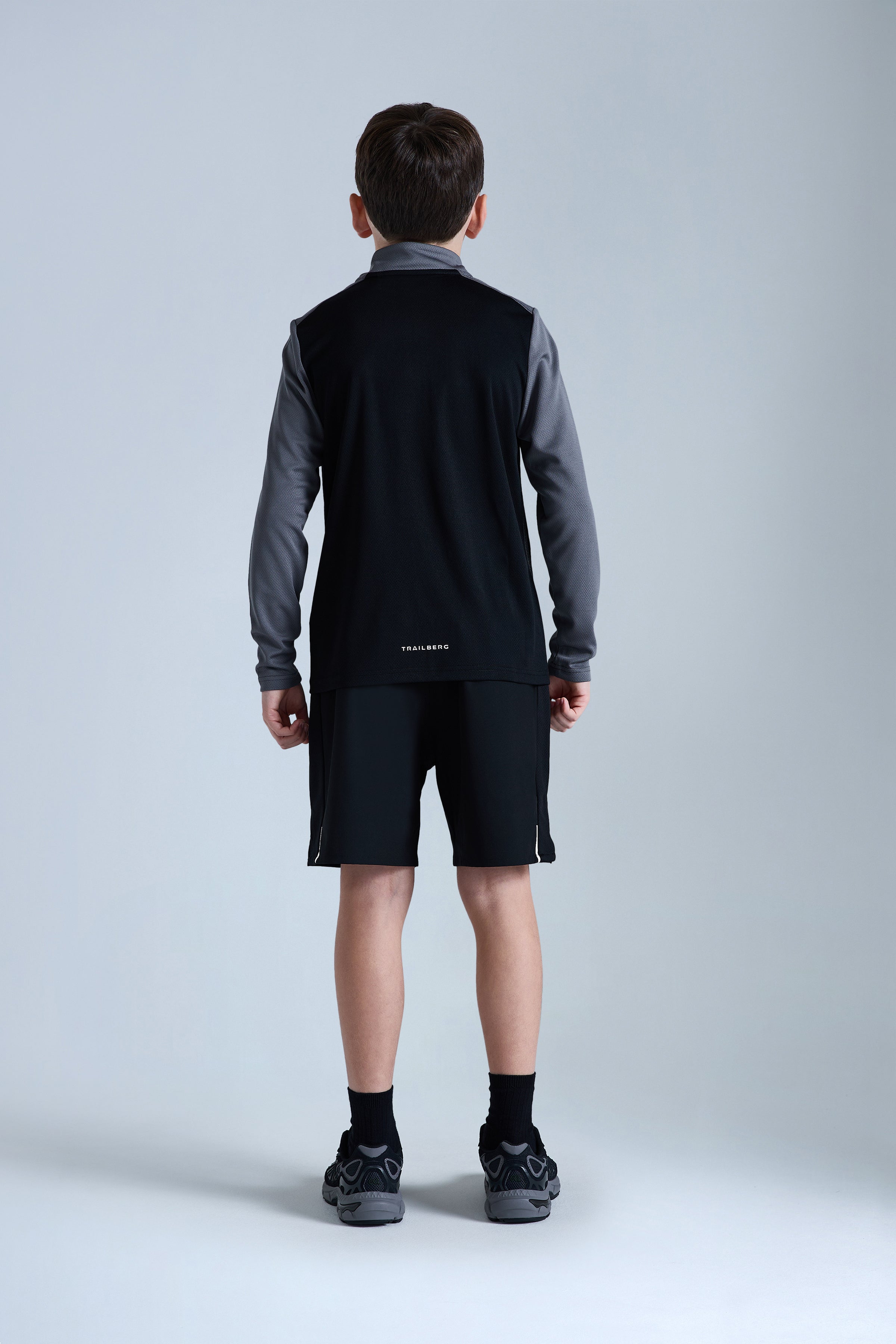 Boys Essentials Quarter Zip Twinset -  Black/Urban Smoke