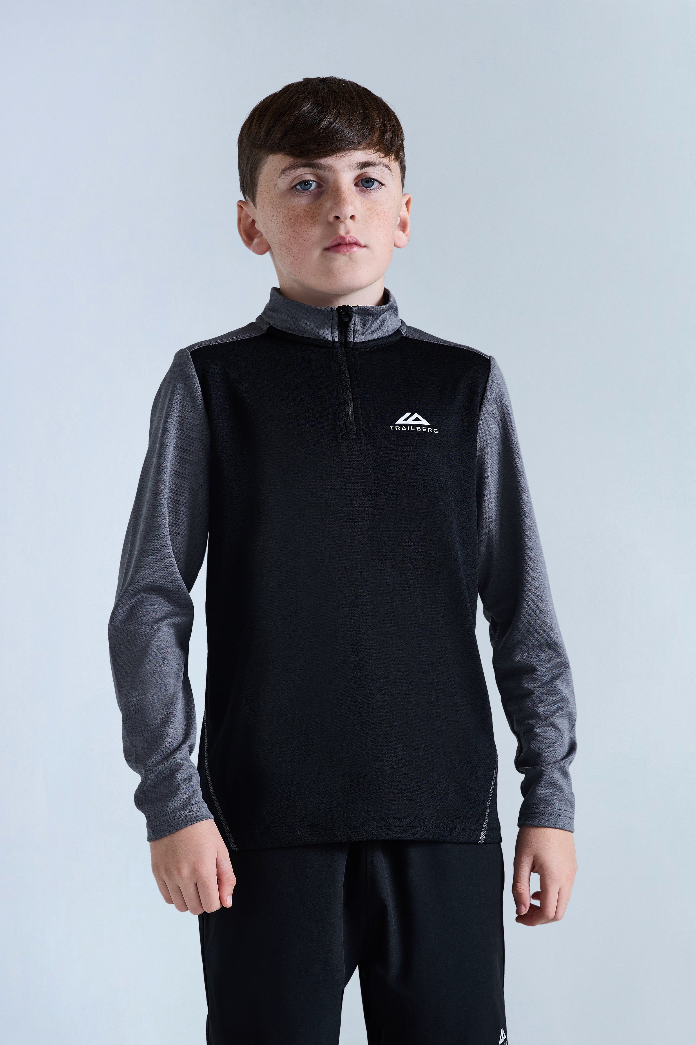 Boys Essentials Quarter Zip Twinset -  Black/Urban Smoke