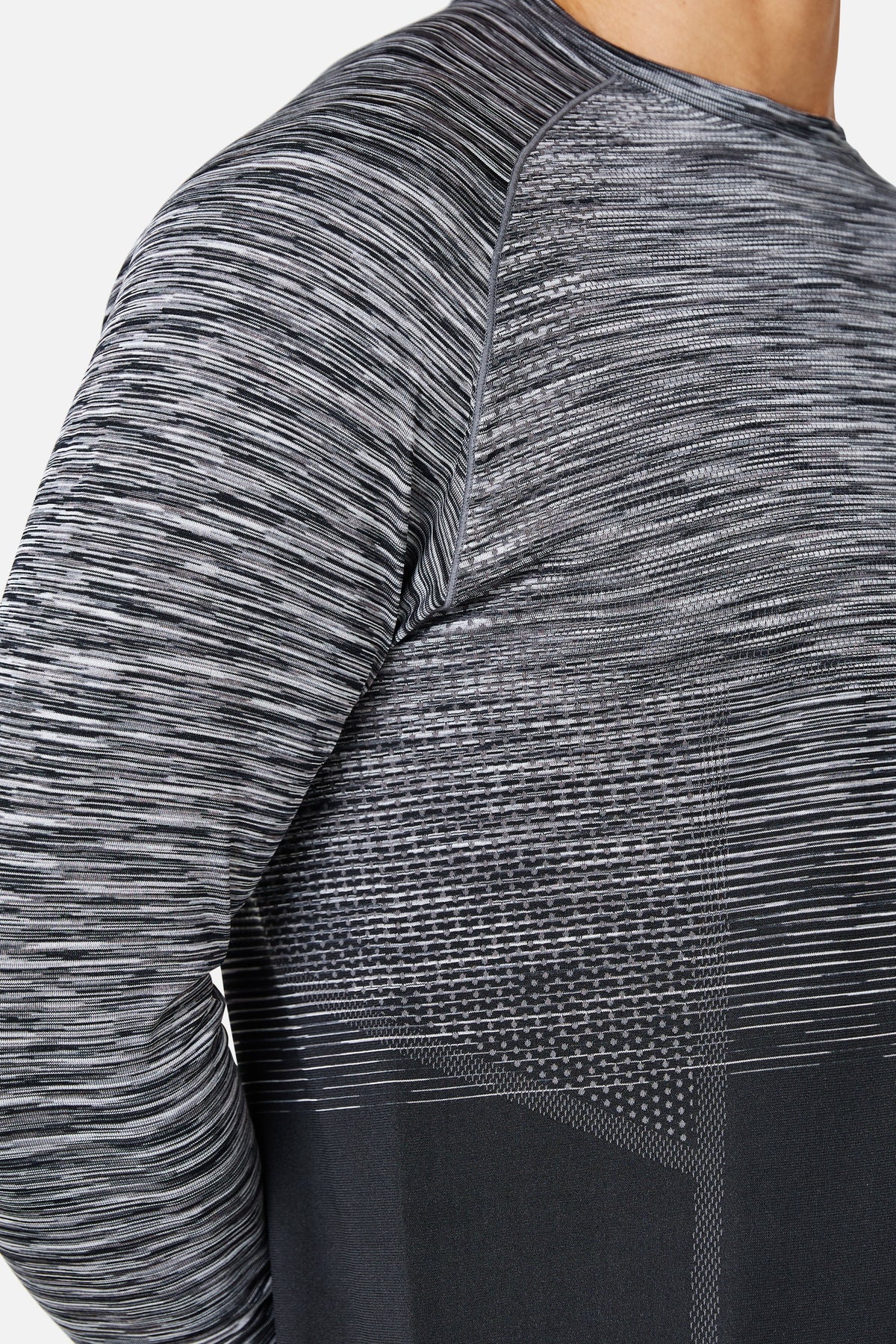 Arc Seamless Long Sleeve Tee - Black/ Moon Grey/ White