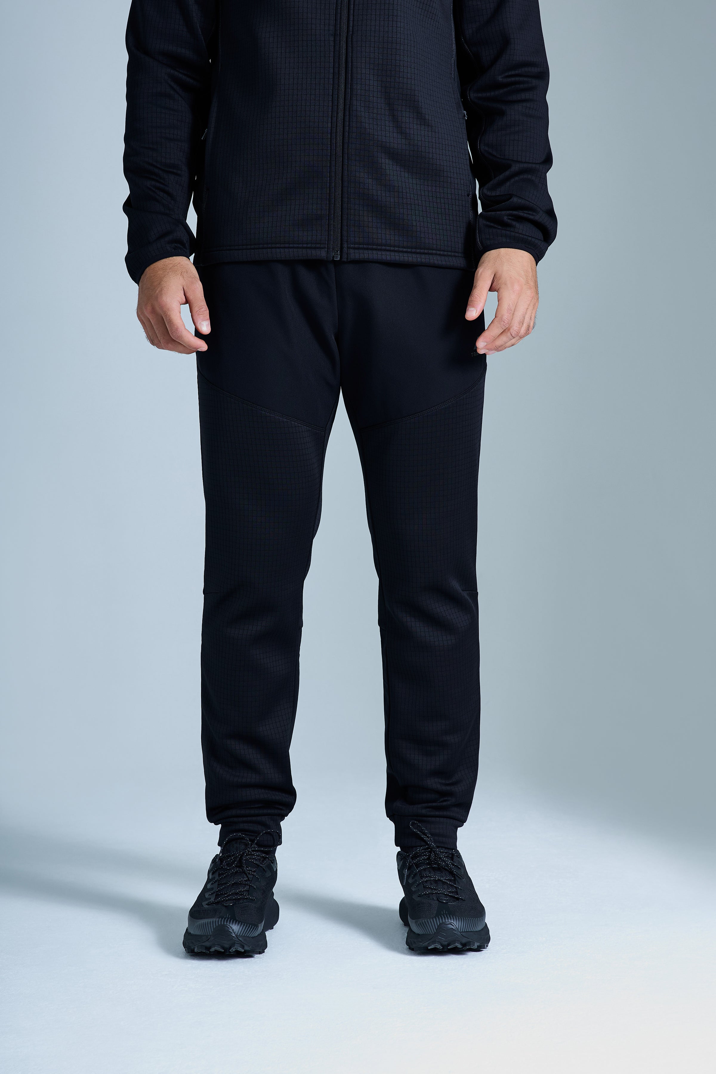 District Gridded Fleece Jogger - Black/Volcano Grey