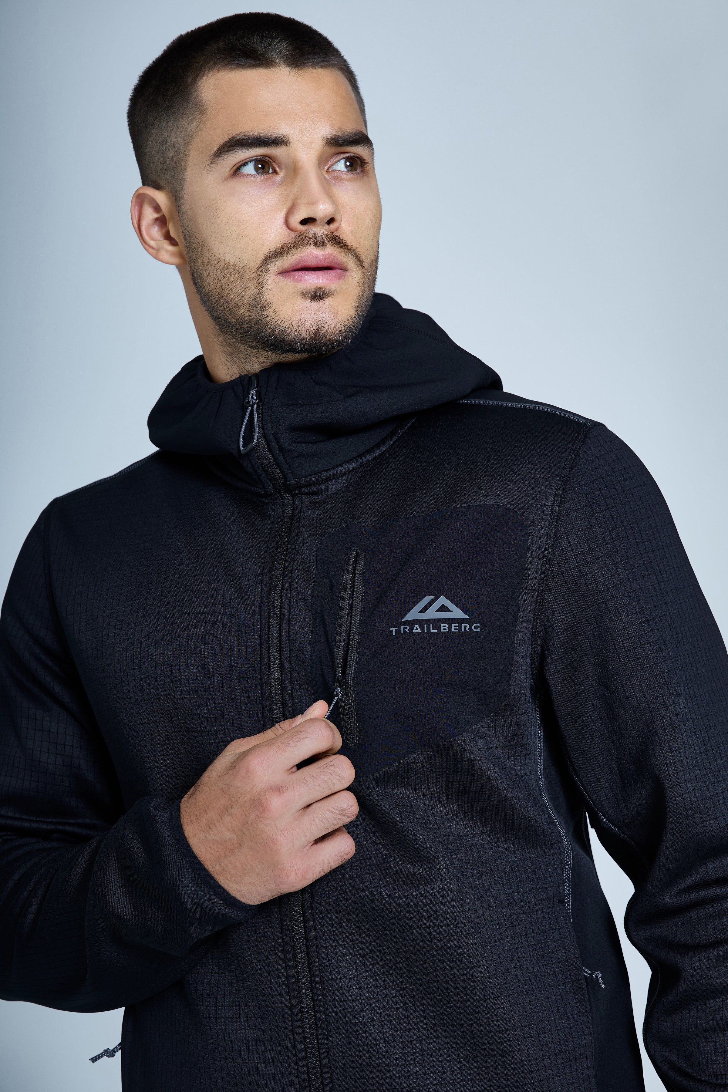 District Gridded Fleece Tracksuit - Black/Volcano Grey