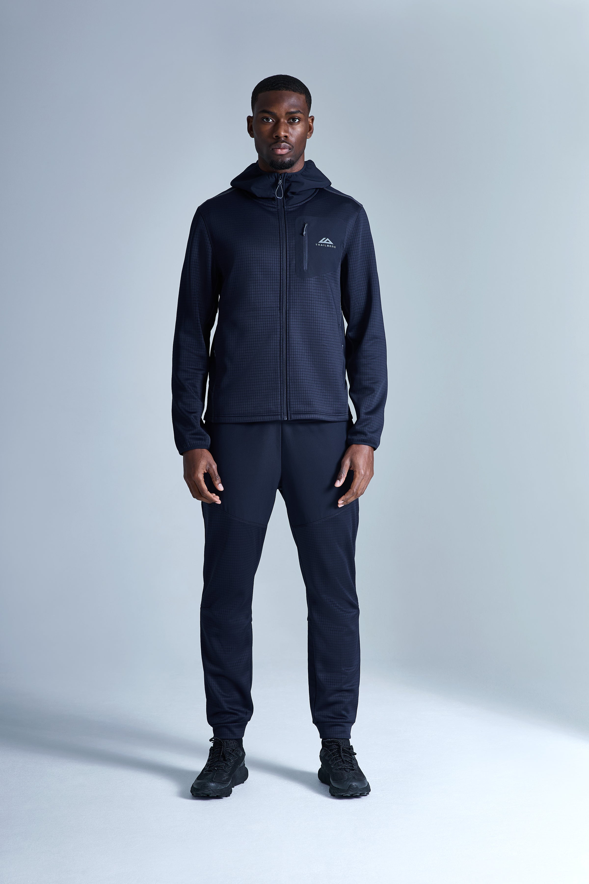 District Gridded Fleece Tracksuit - Deep Ocean/Storm Grey