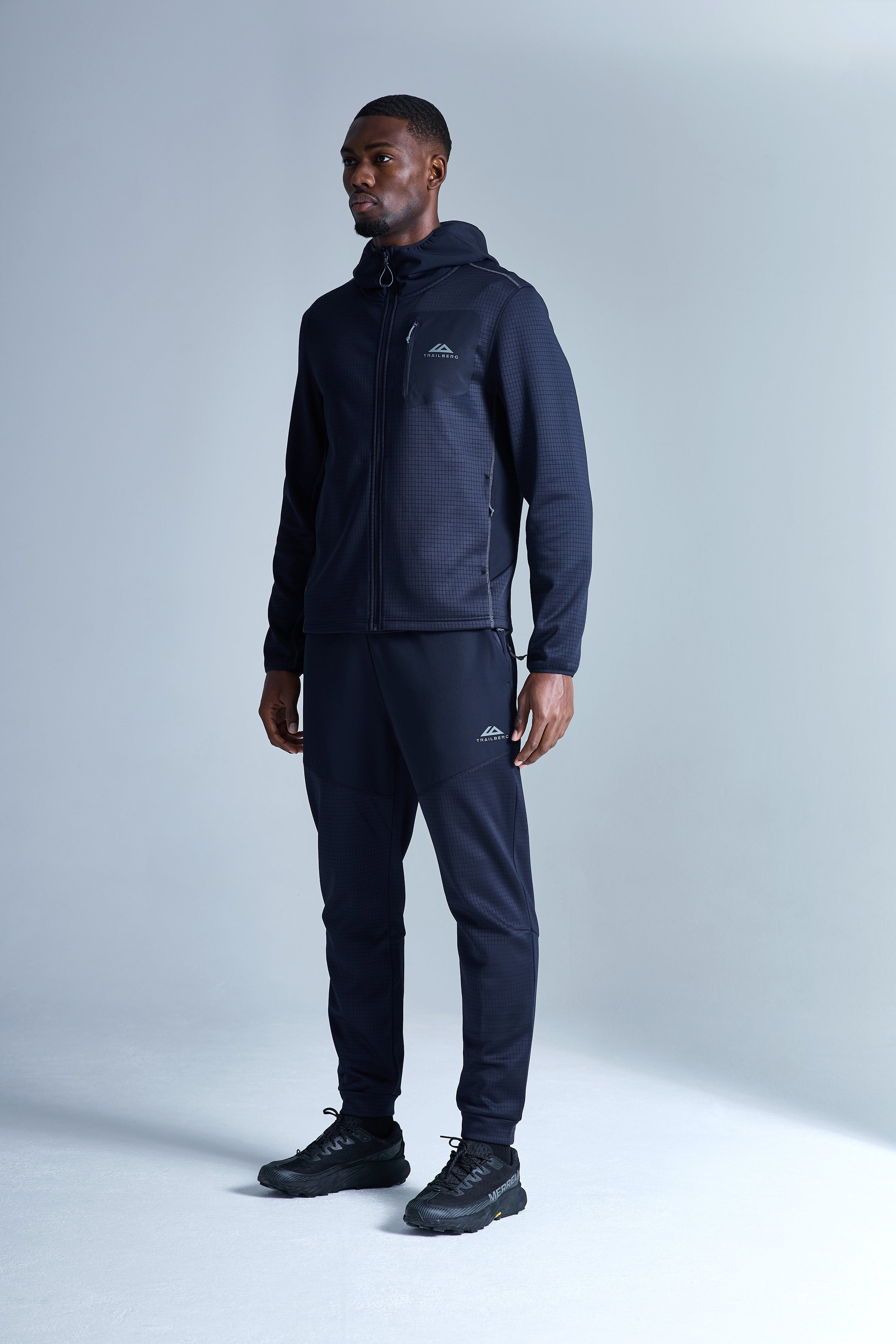 District Gridded Fleece Hood - Deep Ocean/Storm Grey