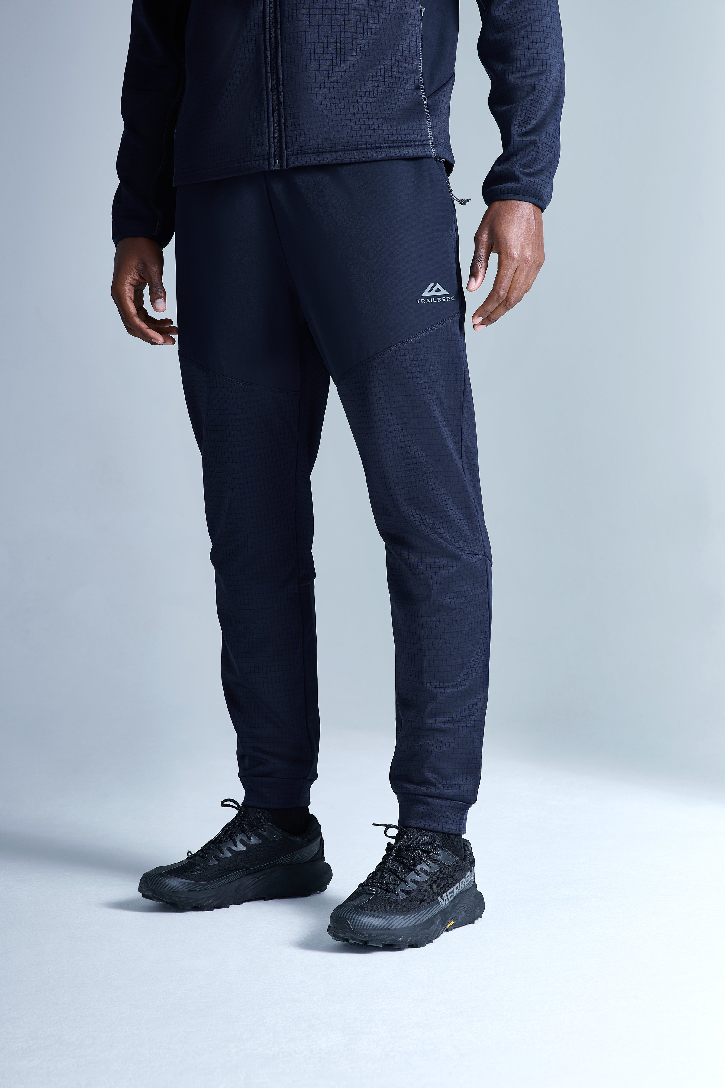 District Gridded Fleece Tracksuit - Deep Ocean/Storm Grey