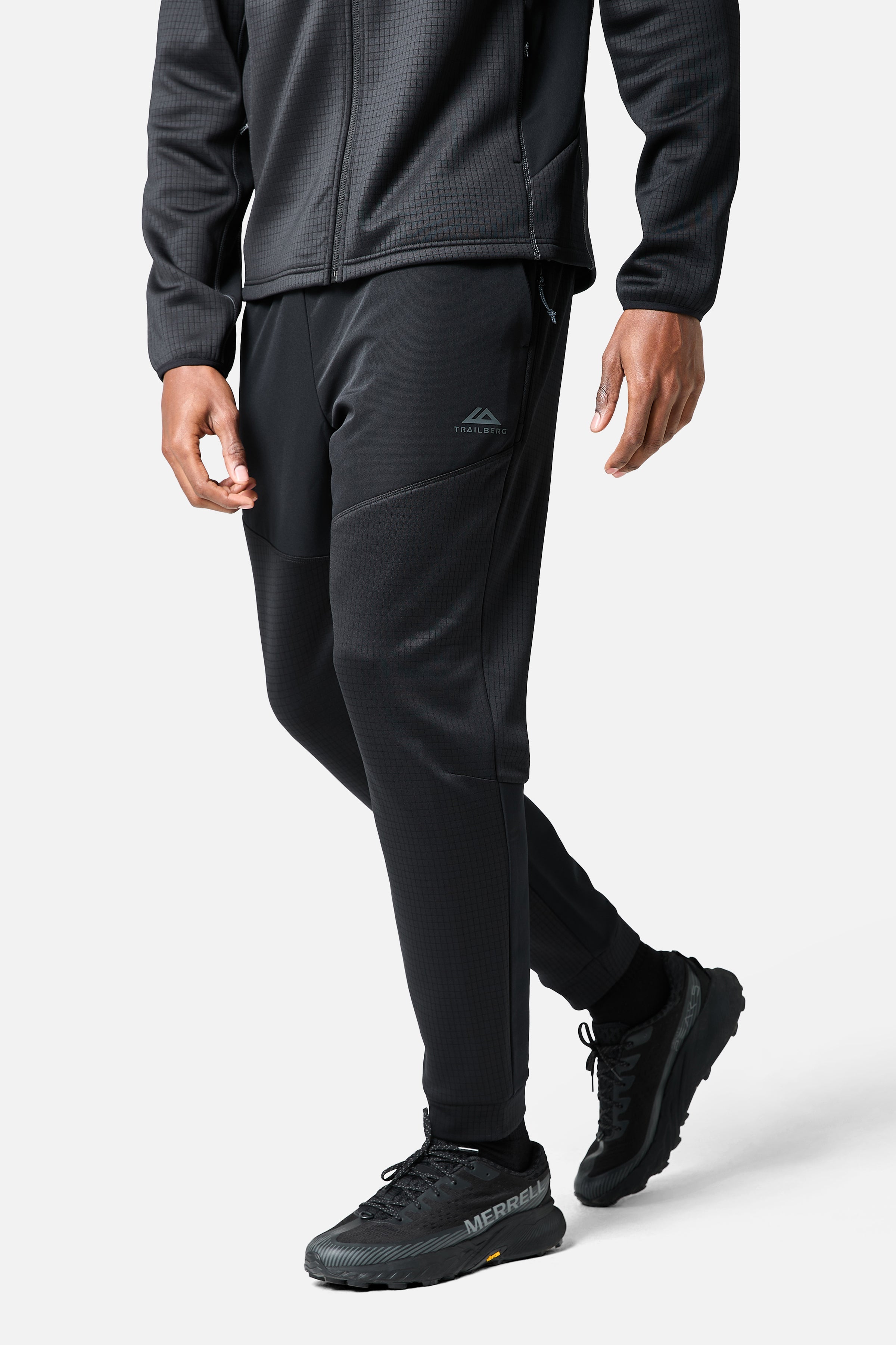 District Gridded Fleece Jogger - Black/Volcano Grey