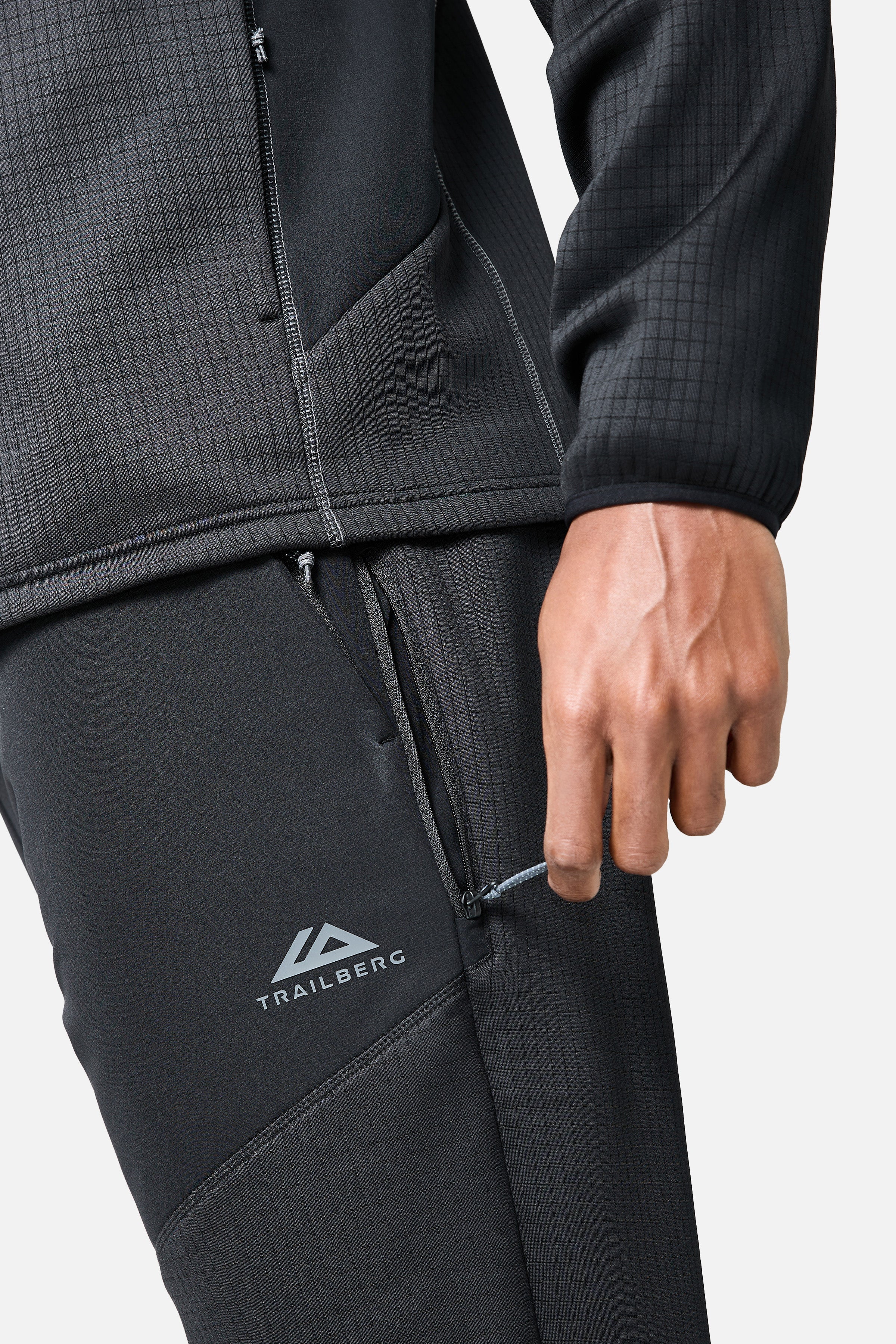 District Gridded Fleece Jogger - Black/Volcano Grey