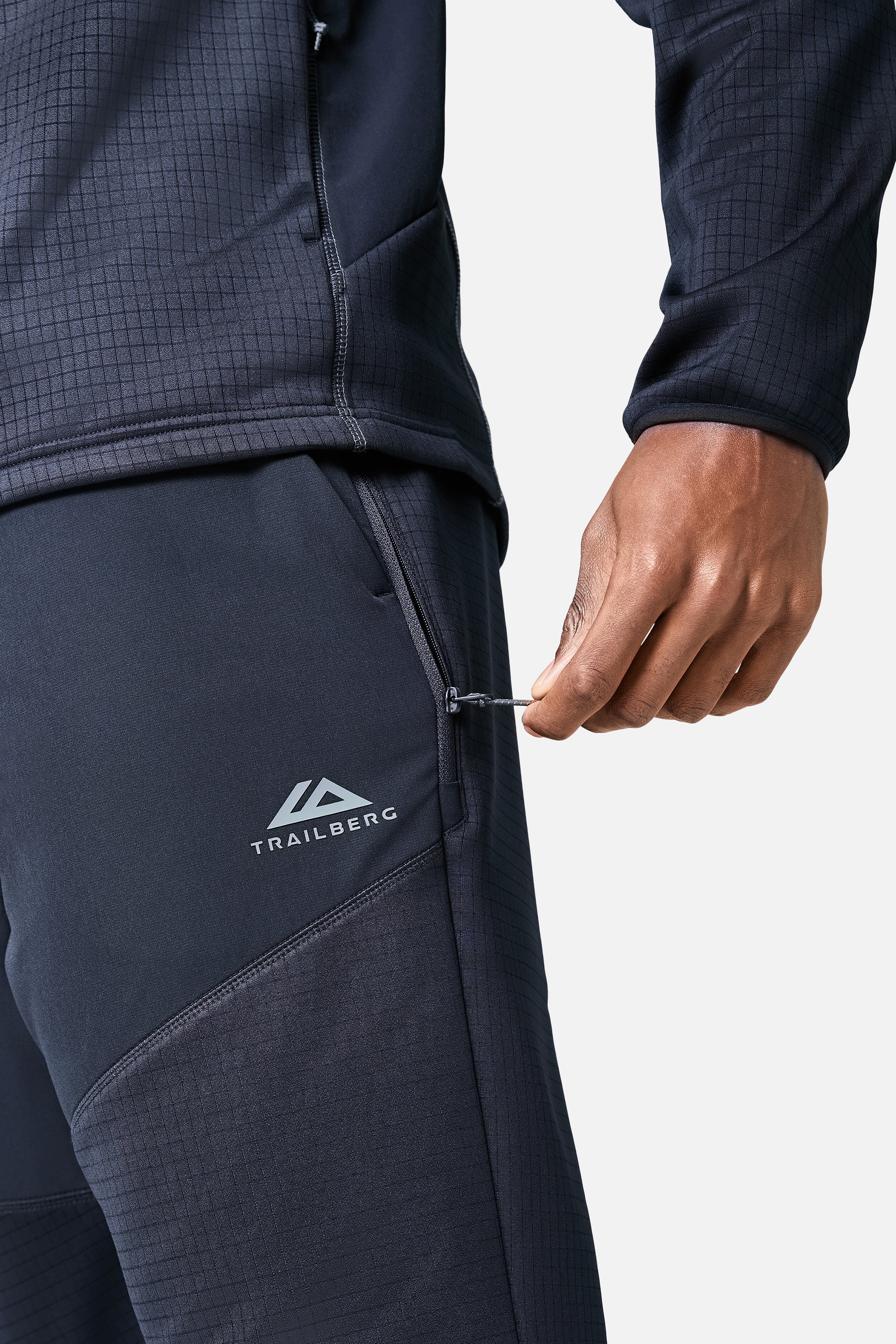 District Gridded Fleece Jogger – Deep Ocean/Storm Grey