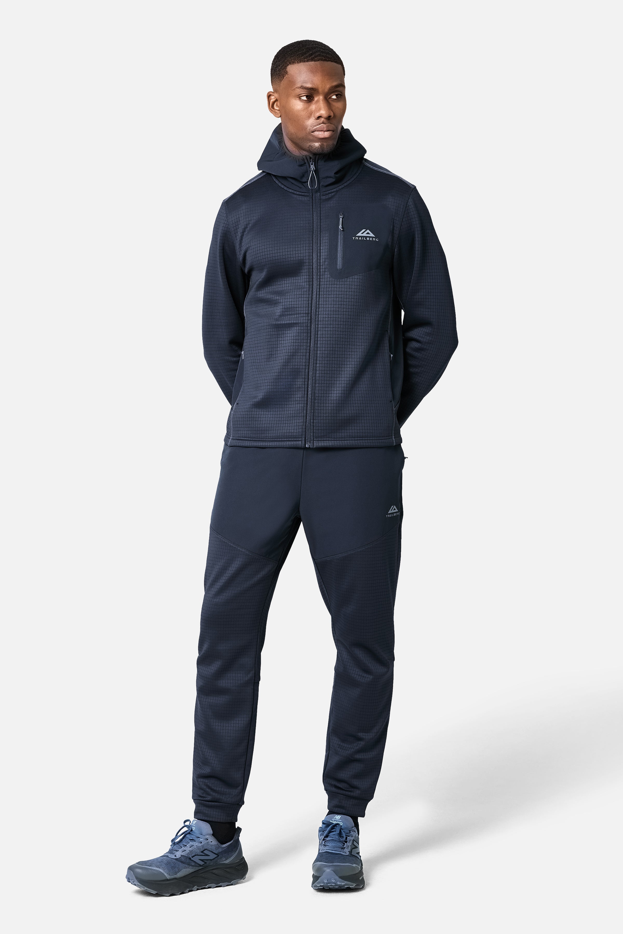 District Gridded Fleece Tracksuit - Deep Ocean/Storm Grey