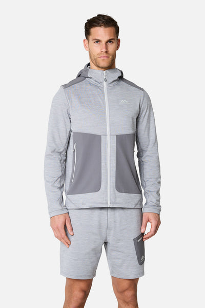 Vale Gridded Fleece Hood - Lunar Grey Marl/Nightfall Grey