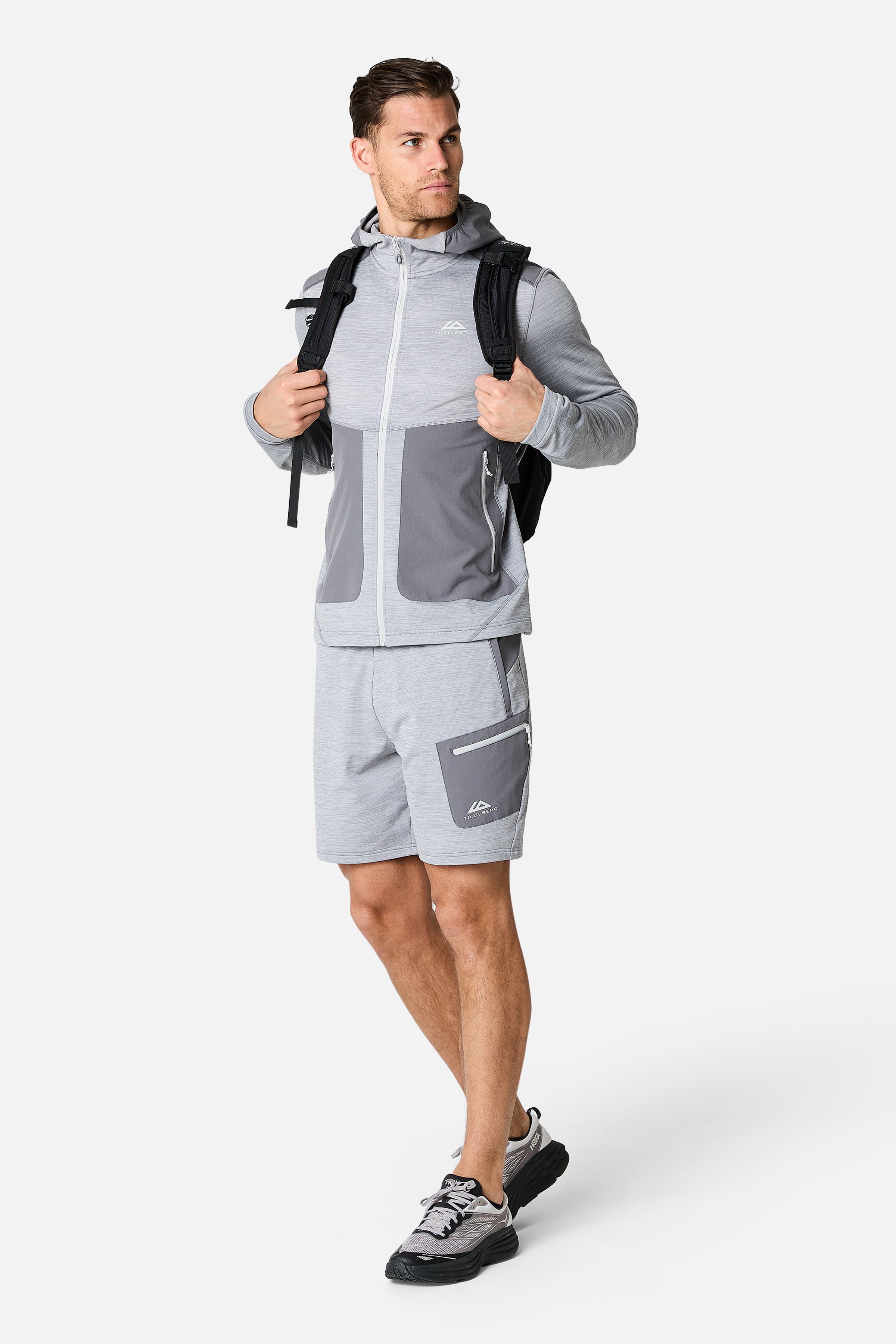 Vale Gridded Fleece Short - Lunar Grey/Nightfall Grey