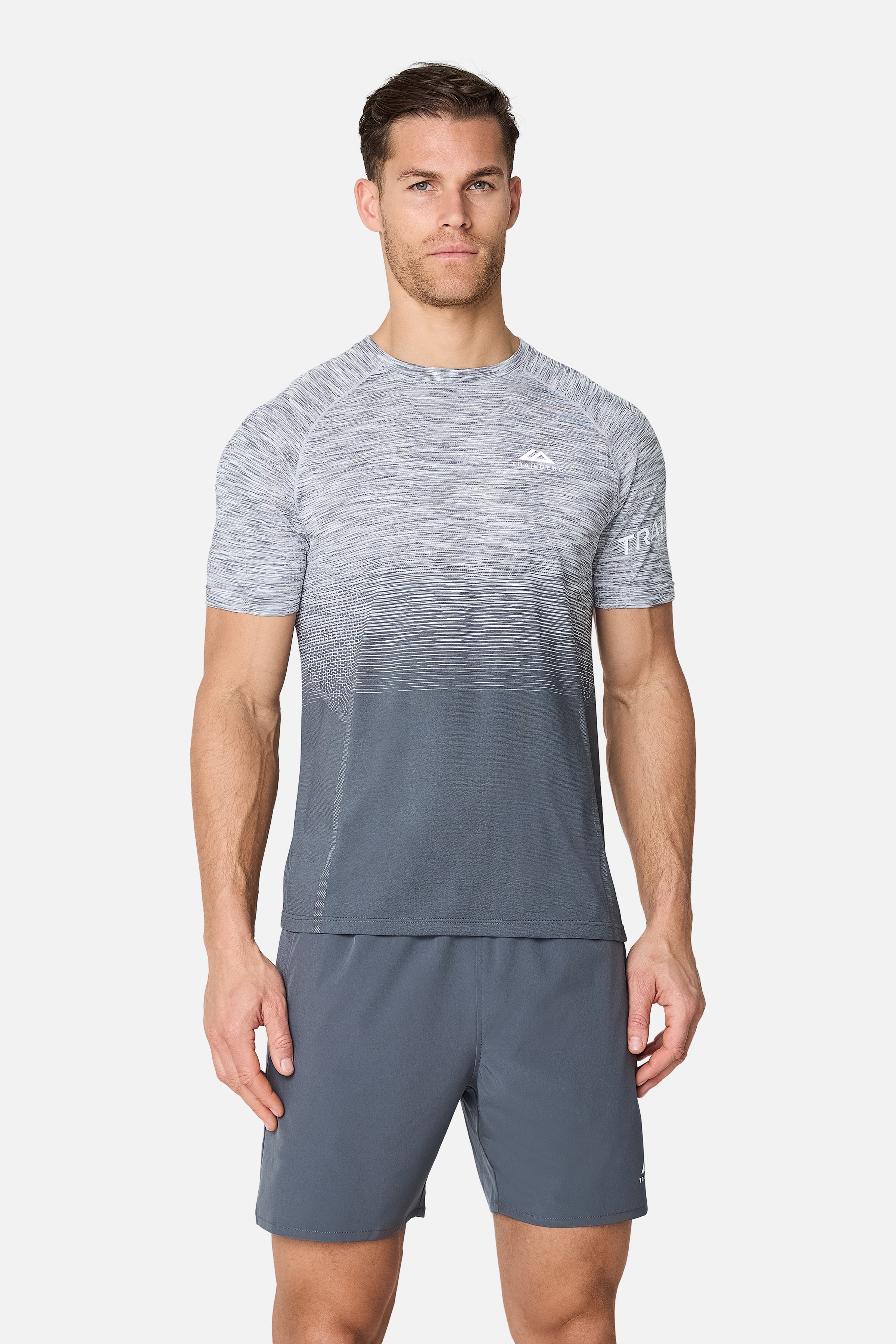 Arc Seamless T-shirt - Grafietgrijs/Maangrijs/Wit