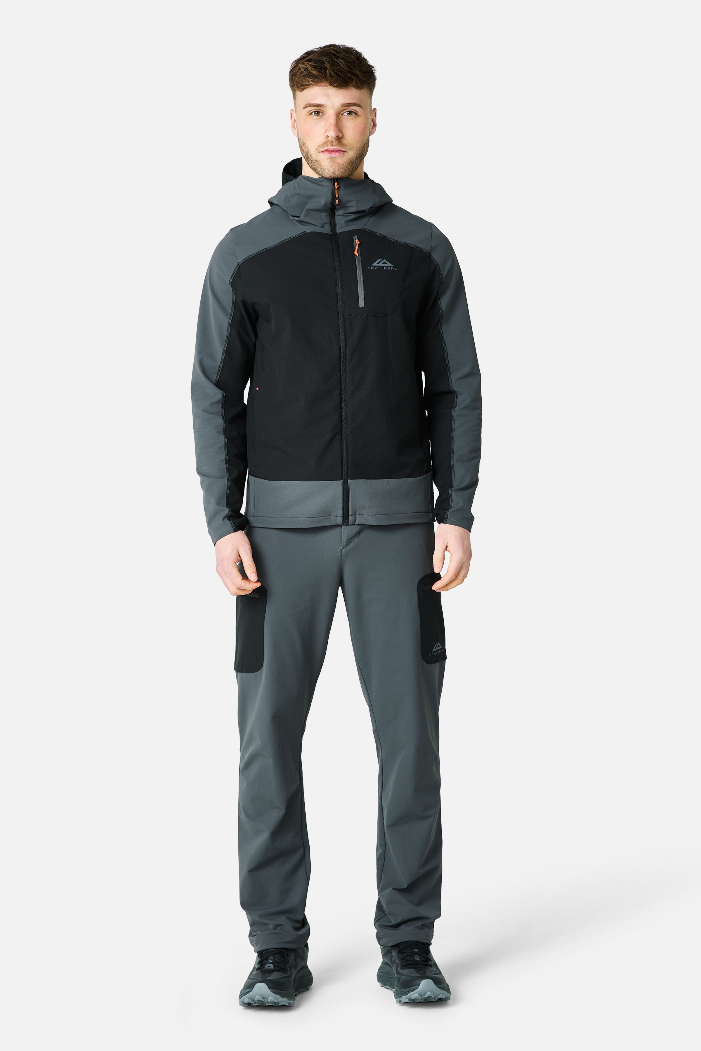 Caldera Grid Fleece Hood - Black/Volcano Grey