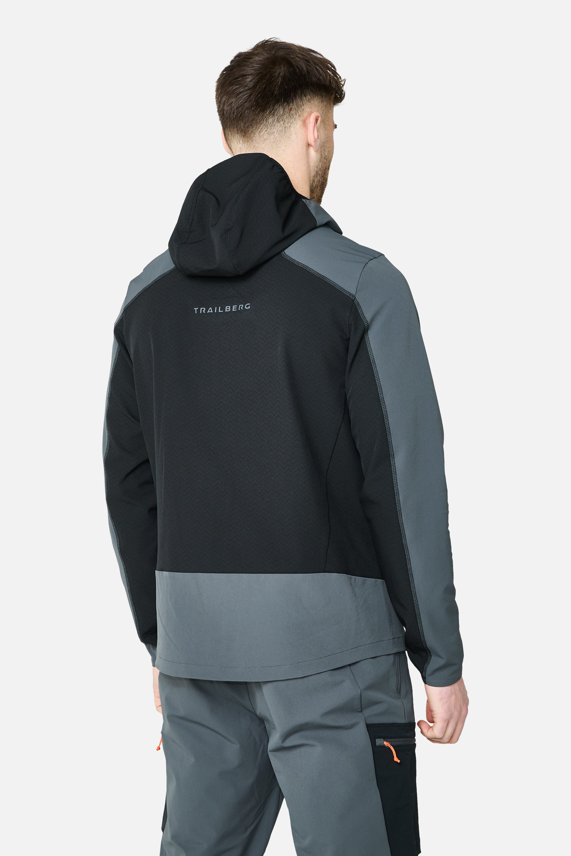 Caldera Grid Fleece Hood - Black/Volcano Grey