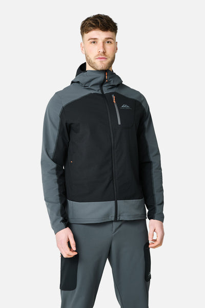 Caldera Grid Fleece Hood - Black/Volcano Grey